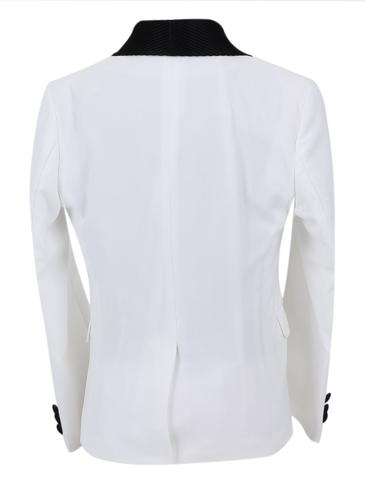 Boys Tuxedo Suit - Corduroy Velvet Waistcoat & shawl lapel - White- Black Back Picture
