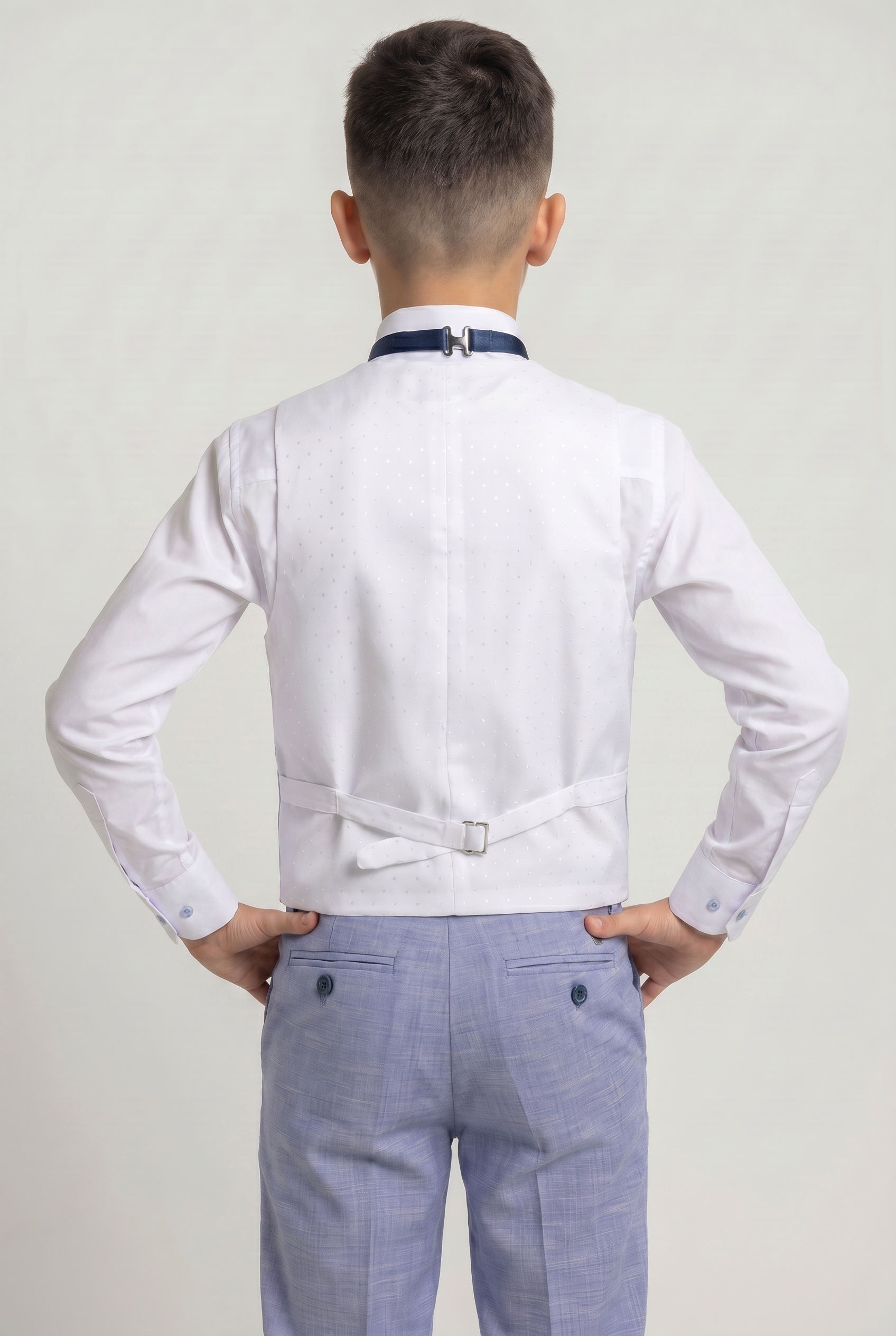 Completo da ragazzo in twill blu a motivo tono su tono - Blu