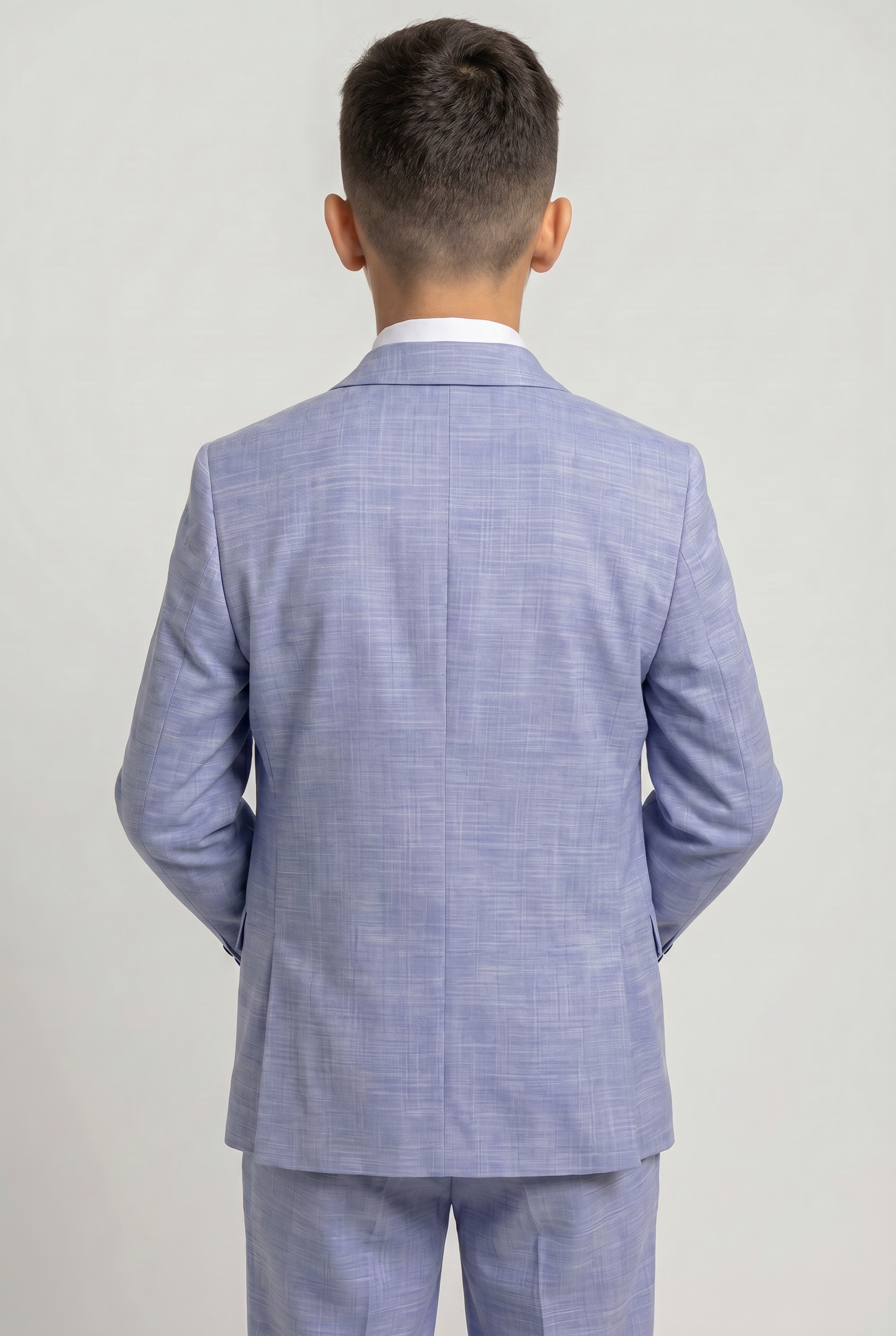 Completo da ragazzo in twill blu a motivo tono su tono - Blu