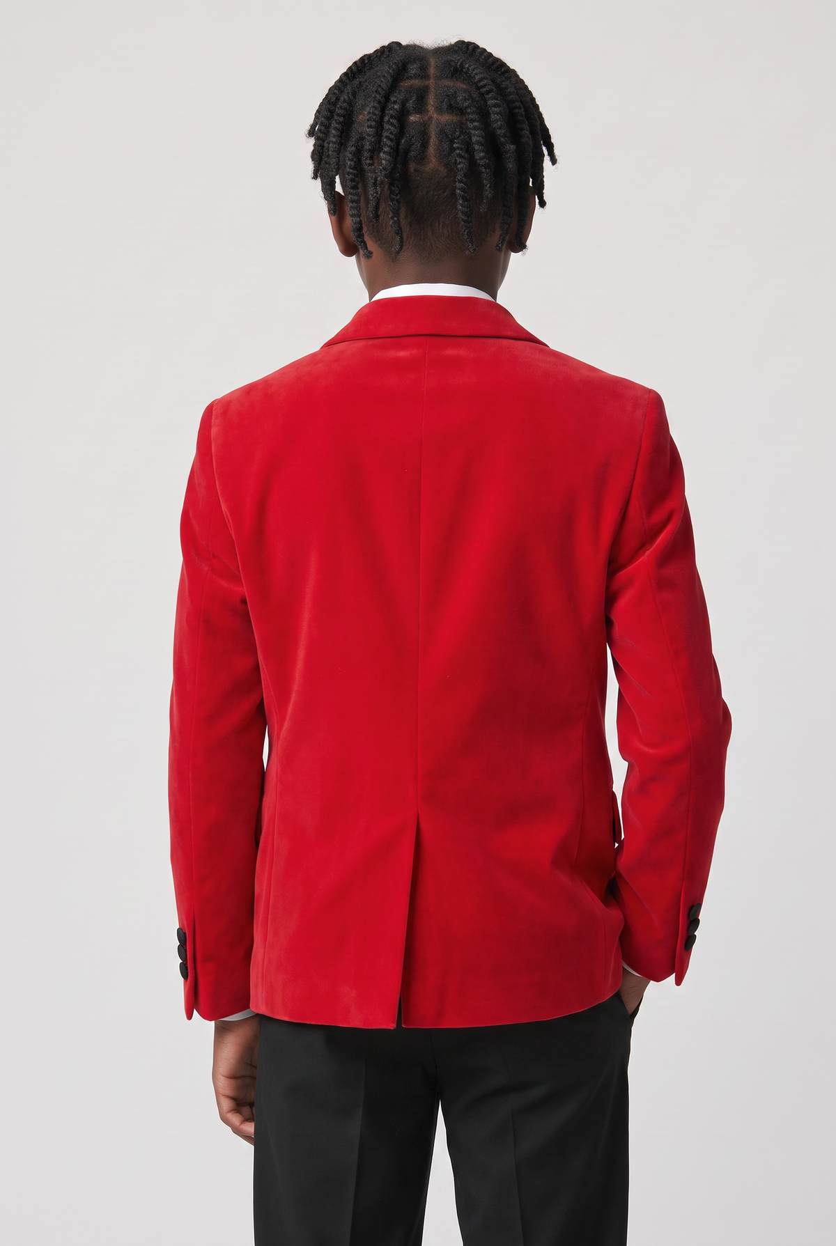 Boys Velvet Blazer Satin Lapel Dinner Jacket - Mayfair - Back Red Picture