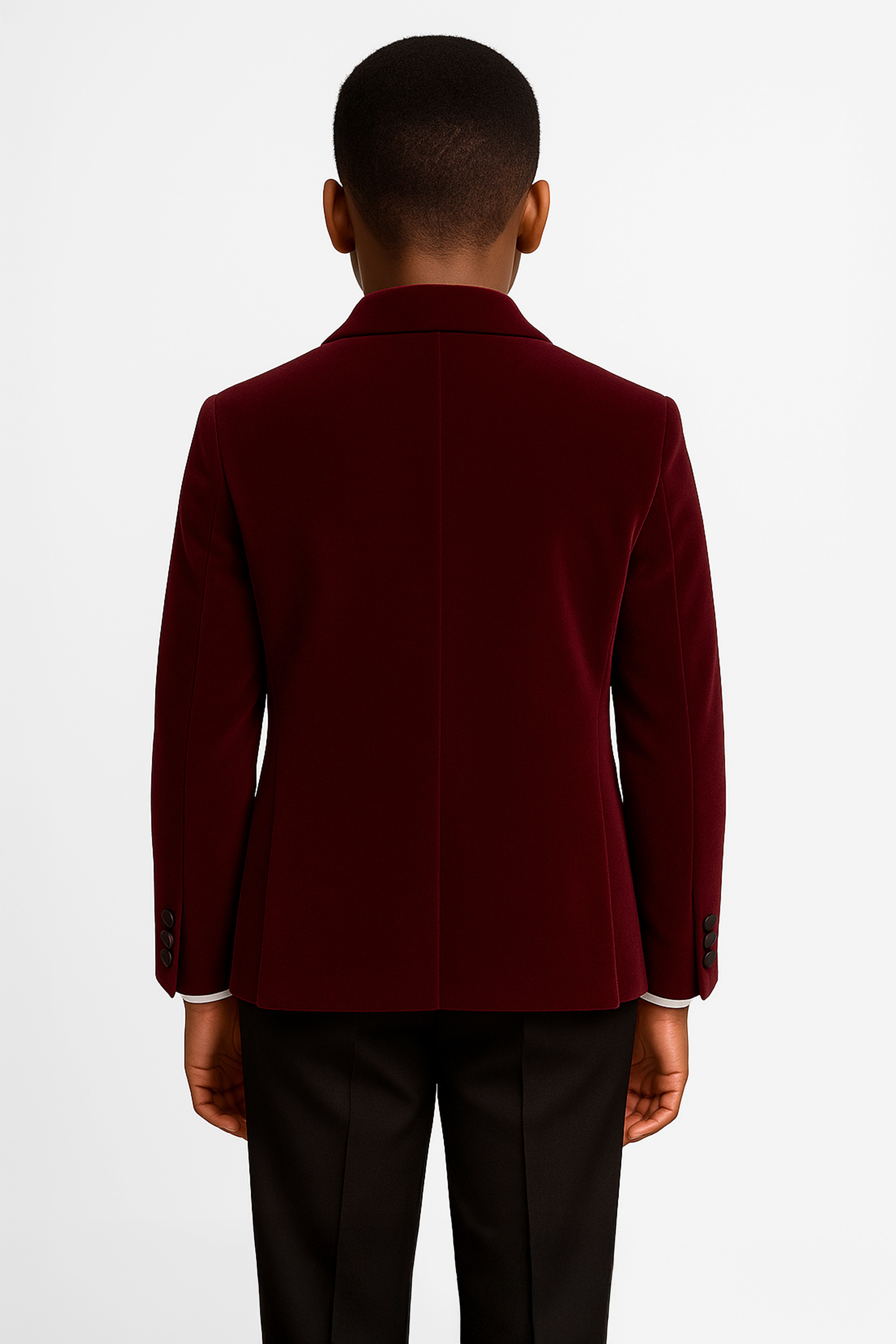 Boys Velvet Blazer Satin Lapel Dinner Jacket - Wine Back Picture