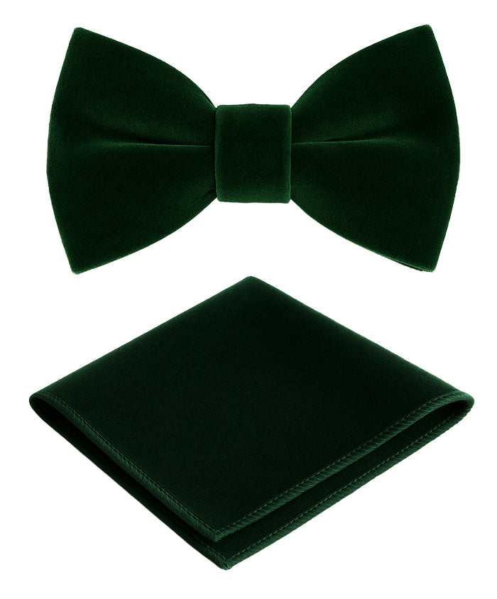 Boys Velvet Dickie Bow Tie & Handkerchief Set - Savoy - Green Set Picture
