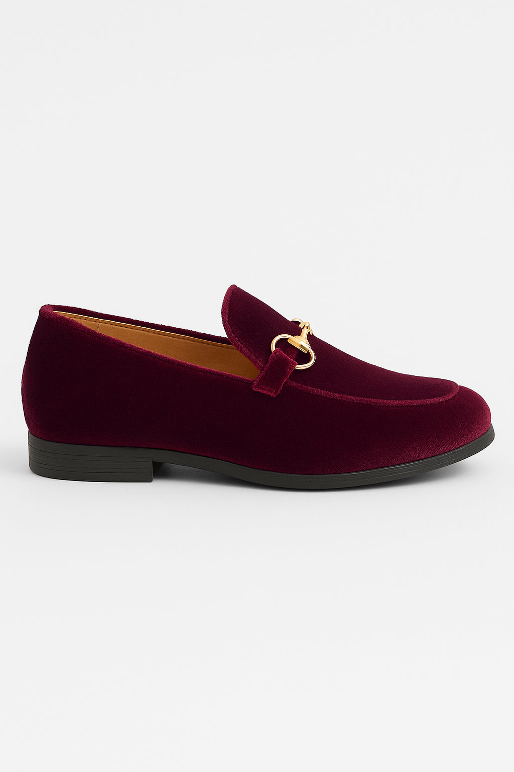 Boys Velvet Horsebit Loafer Shoes  - Burgundy