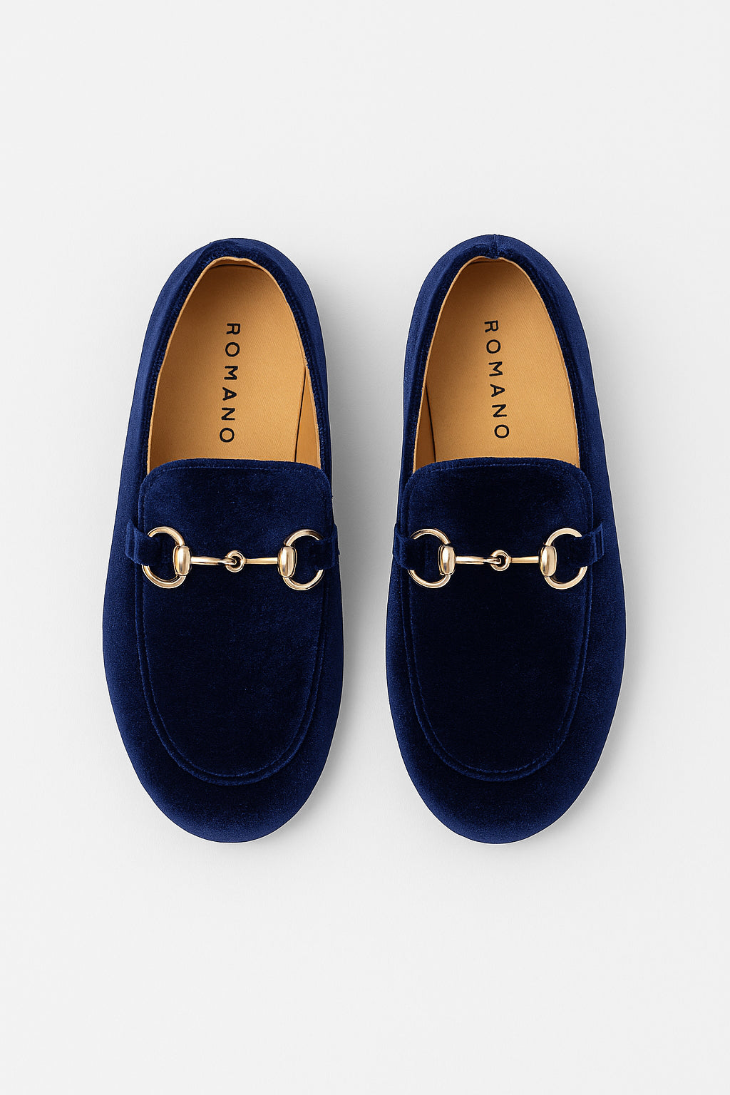 Boys Velvet Horsebit Loafer Shoes - Navy Front Picture