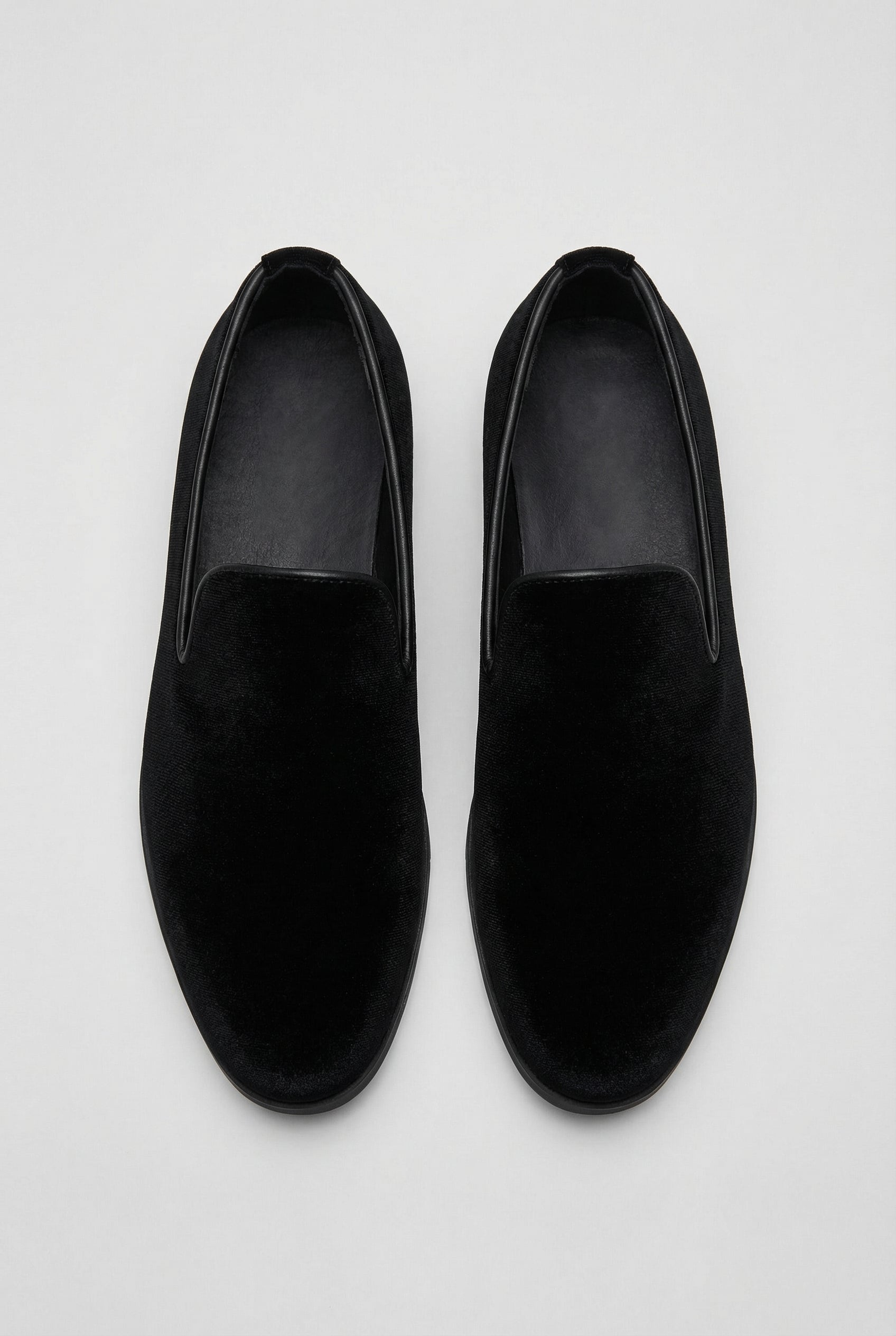 Boys Velvet Loafer Shoes - Jackson Black Front Picture