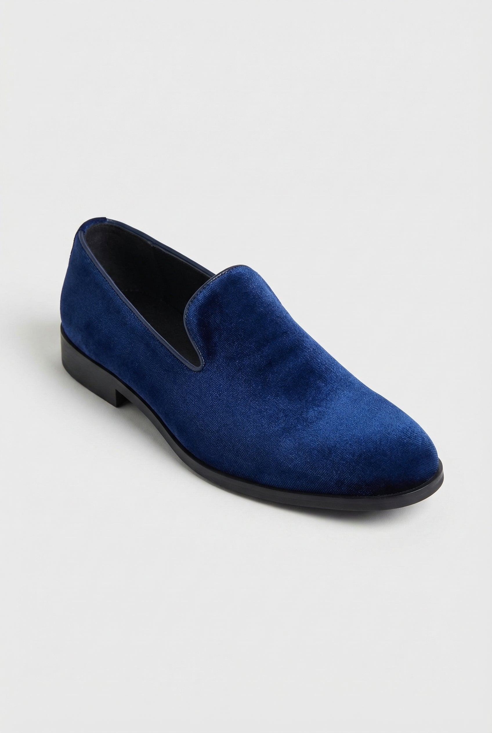 Boys Velvet Loafer Shoes - Jackson Blue Side Picture