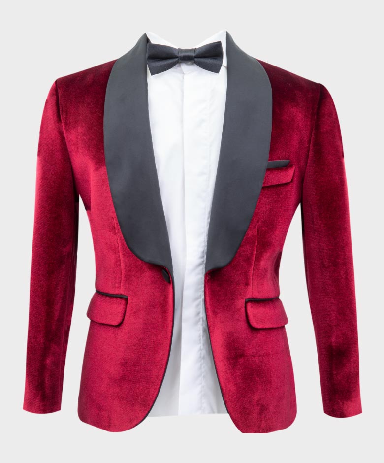 Ensemble de Blazer Tuxedo en Velours pour Garçons - KINGSMAN - Bordeaux