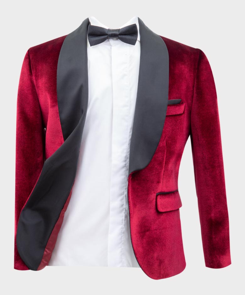 Boys Velvet Tuxedo Blazer Set - KINGSMAN - Red