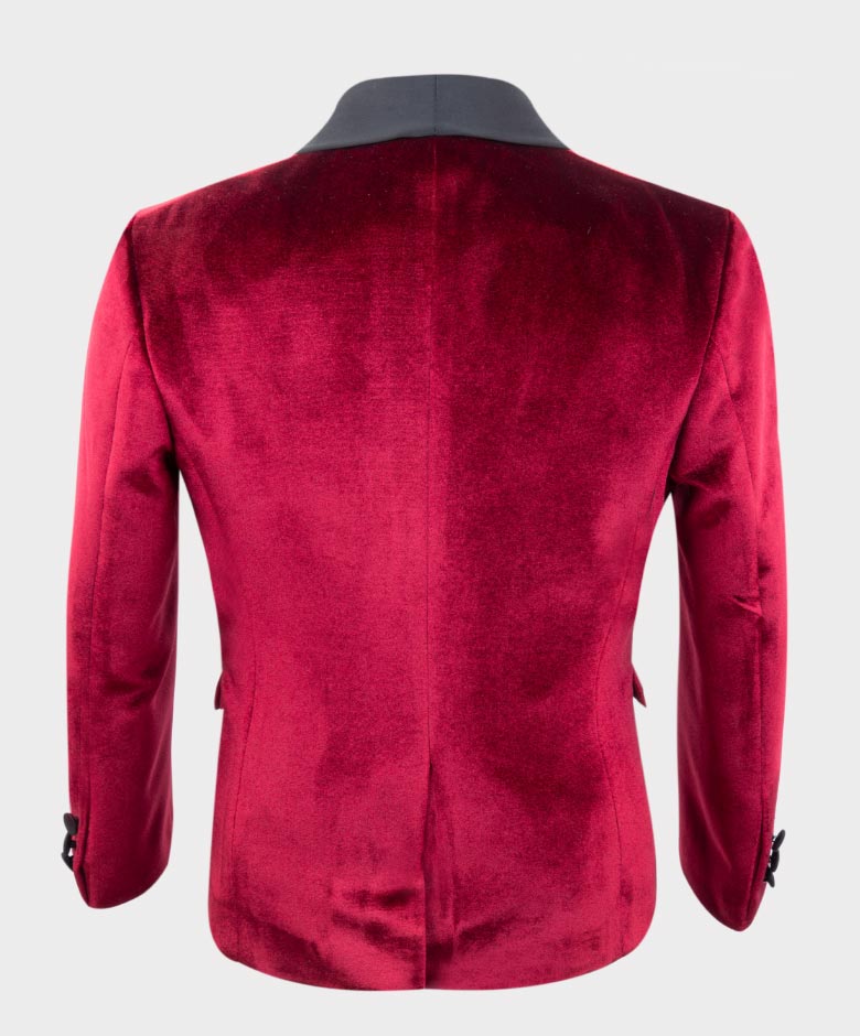 Boys Velvet Tuxedo Blazer Set - KINGSMAN - Red