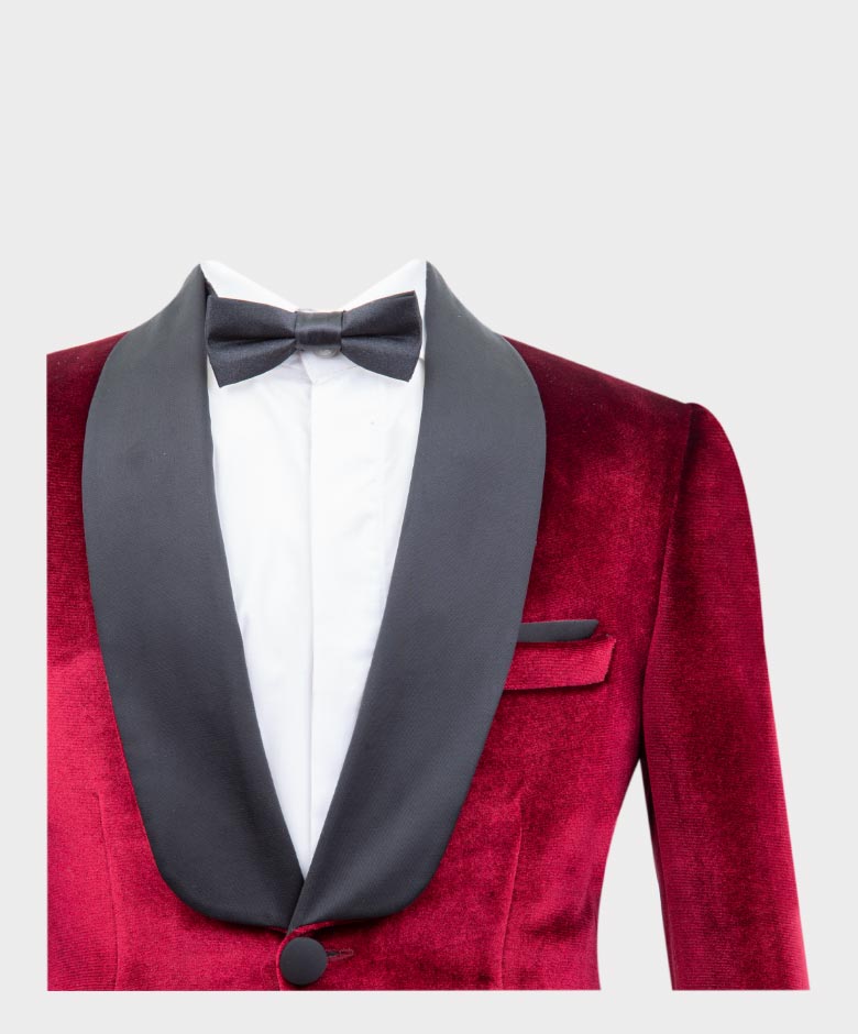 Ensemble de Blazer Tuxedo en Velours pour Garçons - KINGSMAN - Bordeaux