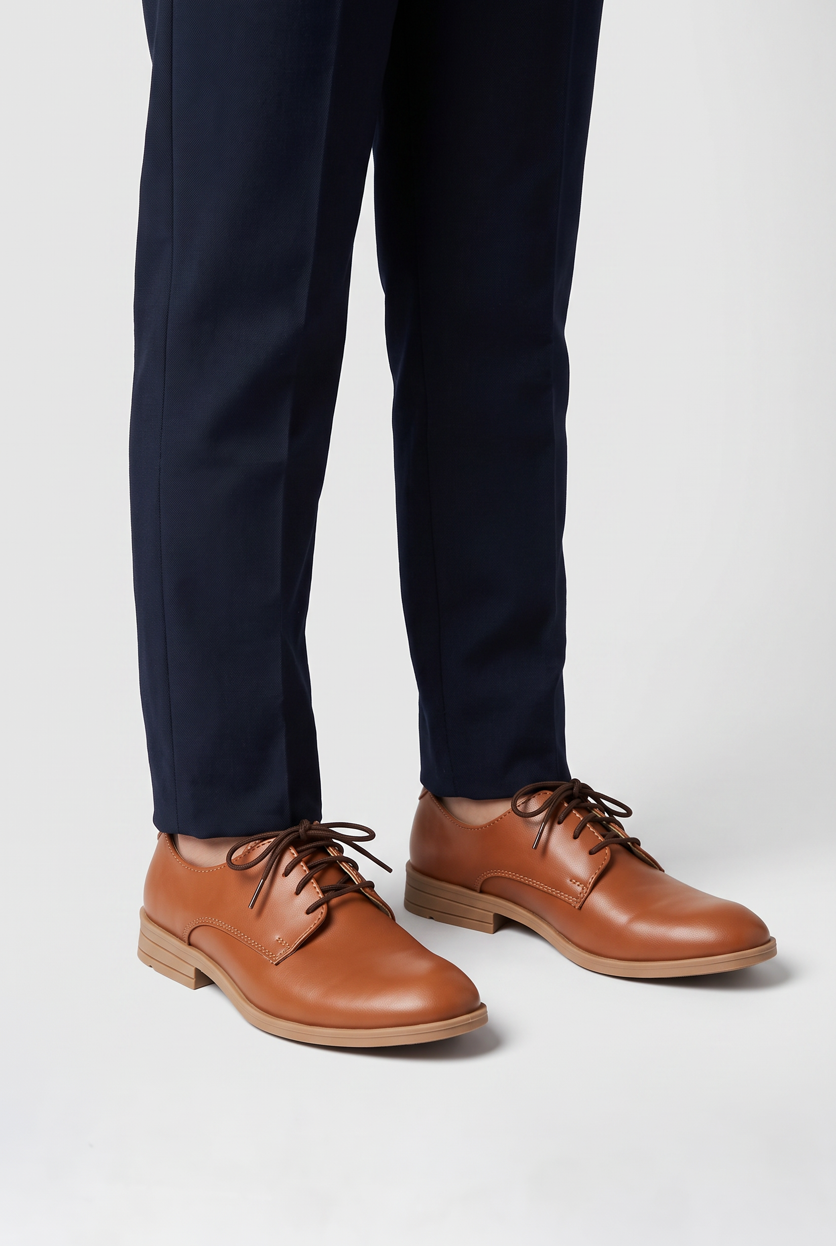 Boys Woven Leather Loafers - Denver - Tan Brown Model Picture