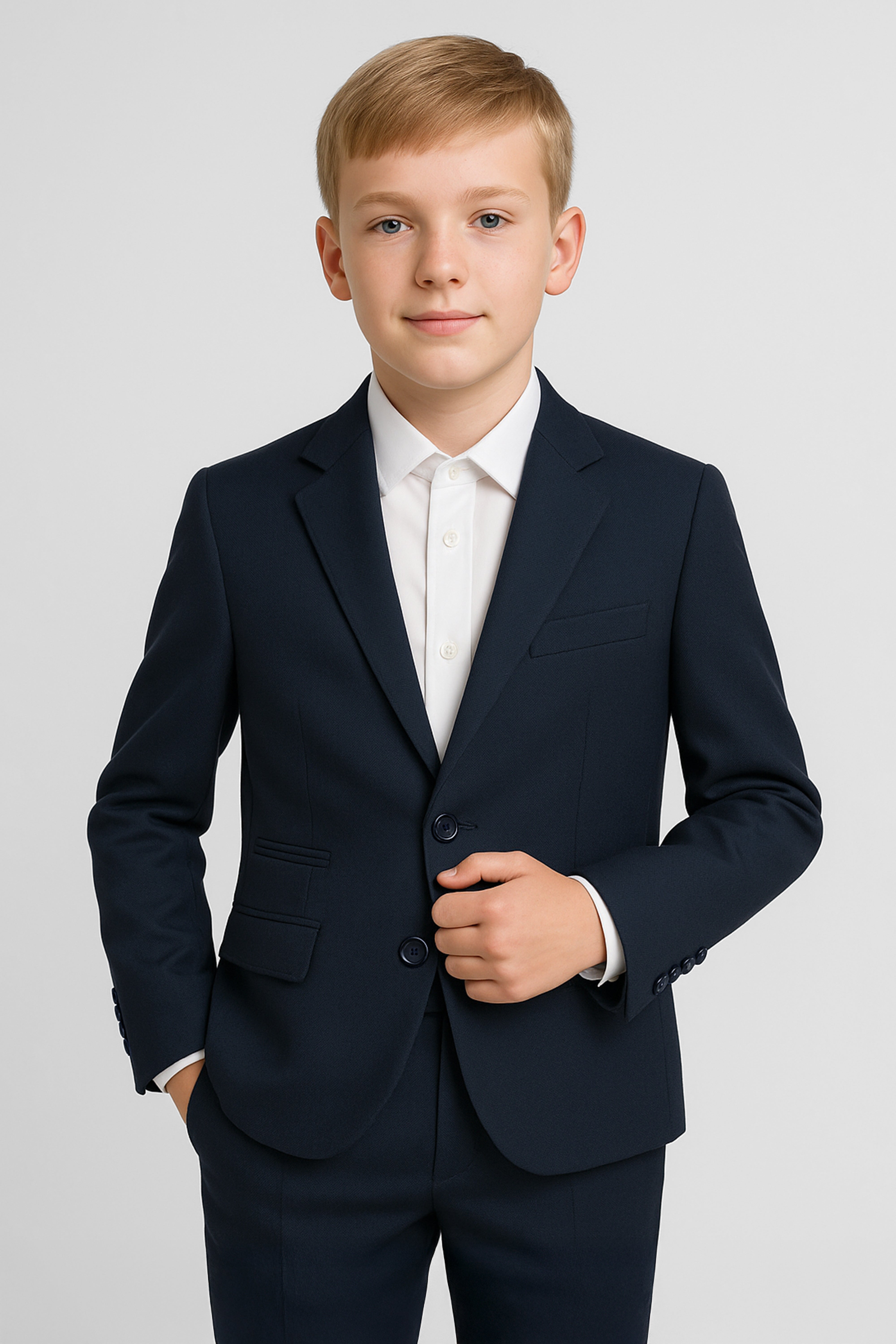 Boys’ 2-Piece Twill Formal Suit - Dean  - Navy Front Picture