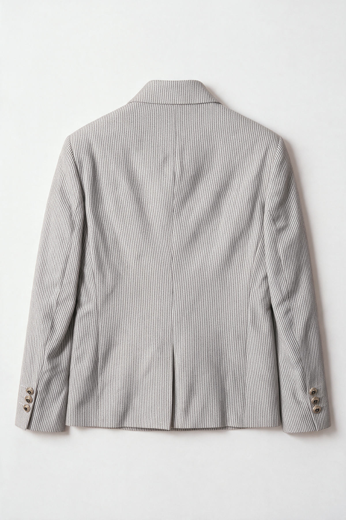 Boys’ 3-Piece Pinstripe Double-Breasted Suit - Grey Blazer Back Picture