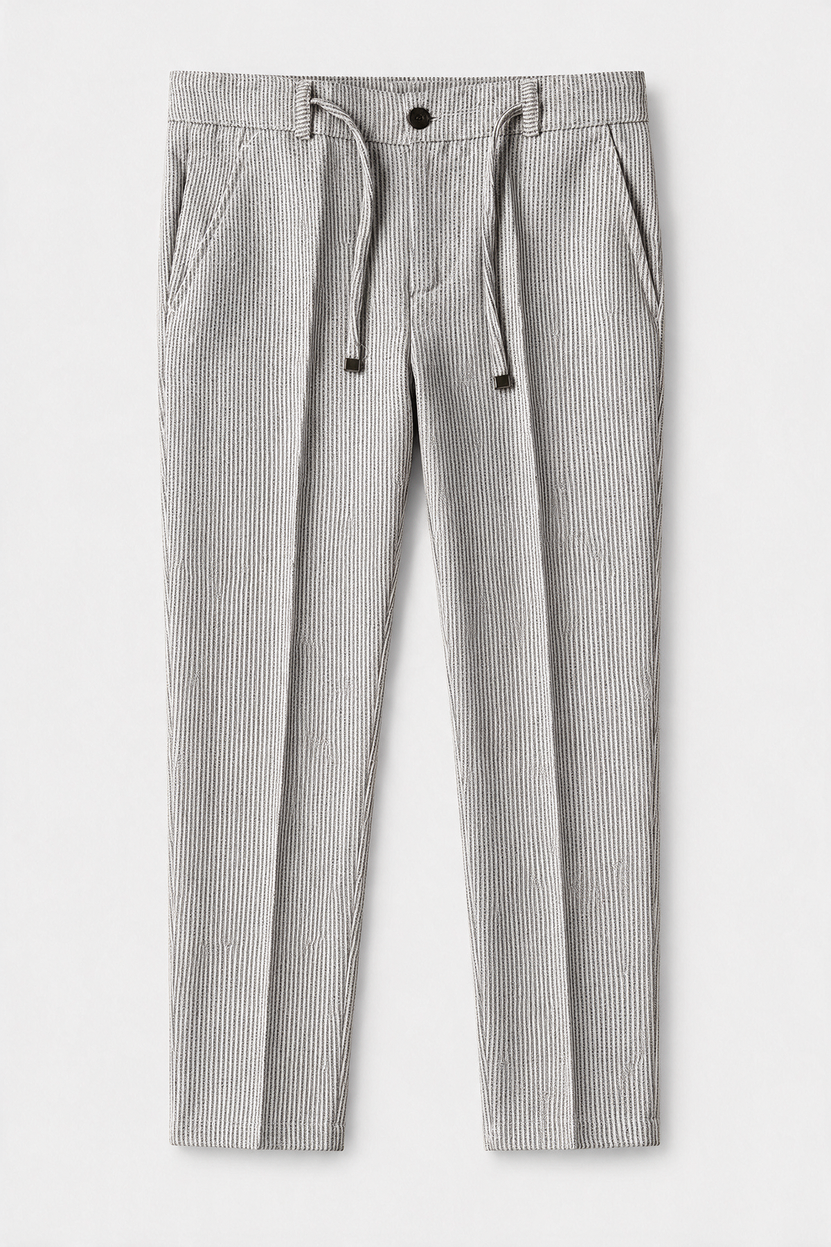 Boys’ 3-Piece Pinstripe Double-Breasted Suit - Off-White & Navy trousers picture