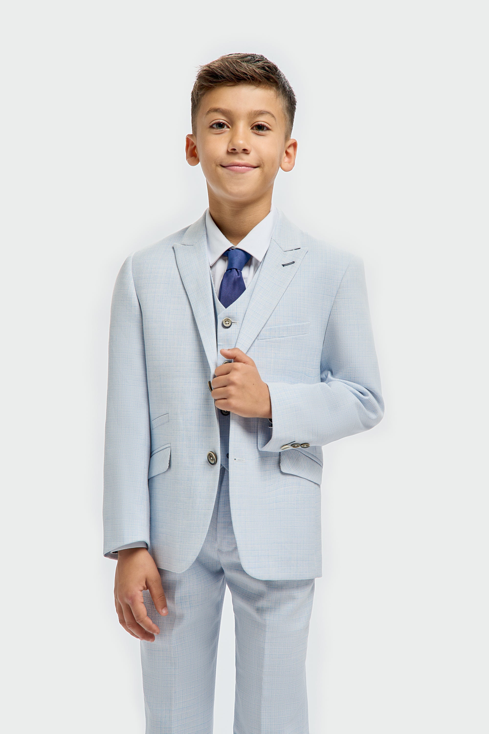Father & Son Matching Textured 3-Piece Suit Set - Tropez Sky Blue