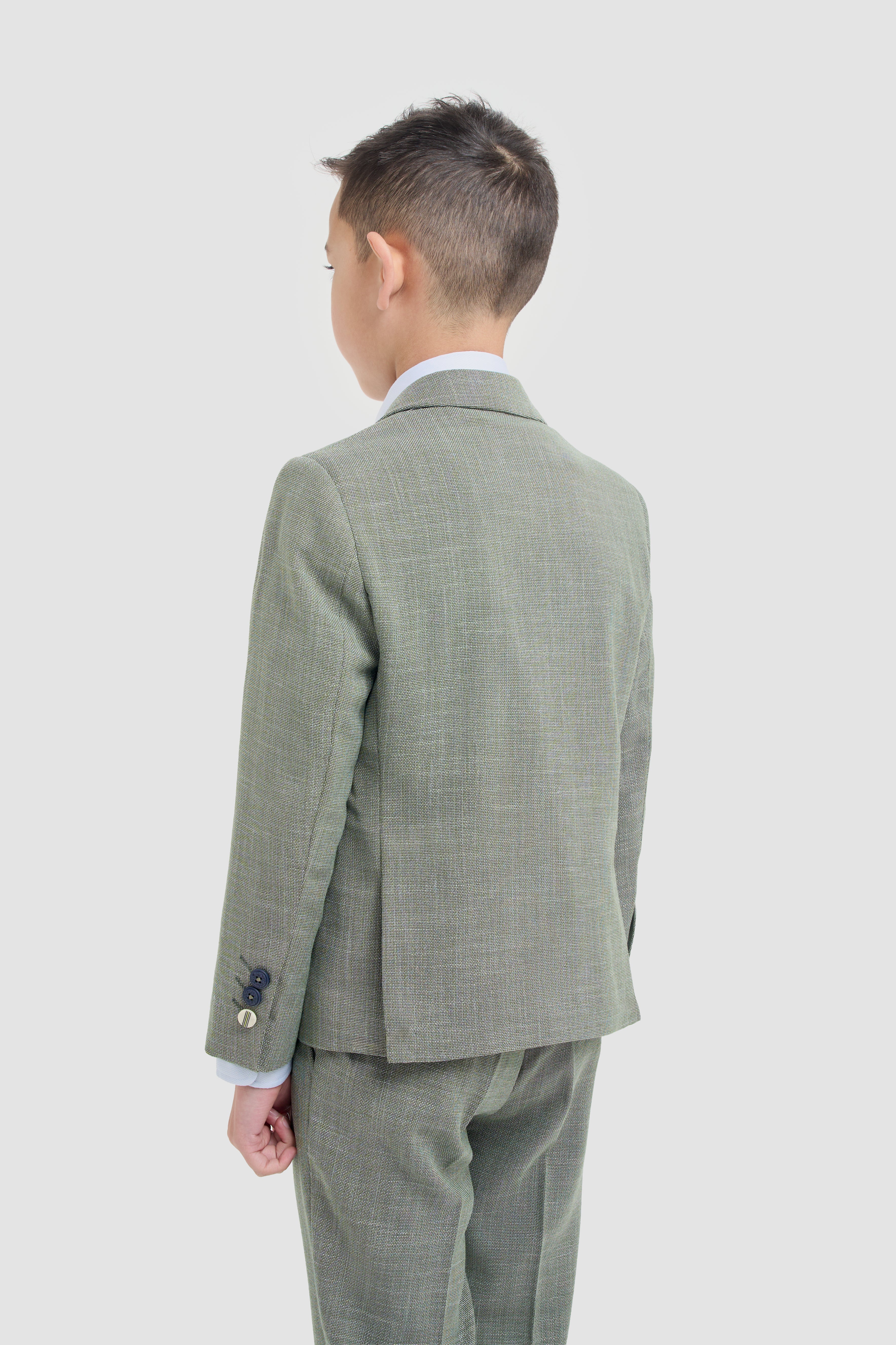 Ensemble costume texturé 3 pièces assorti père et fils - Miami - Vert Sauge