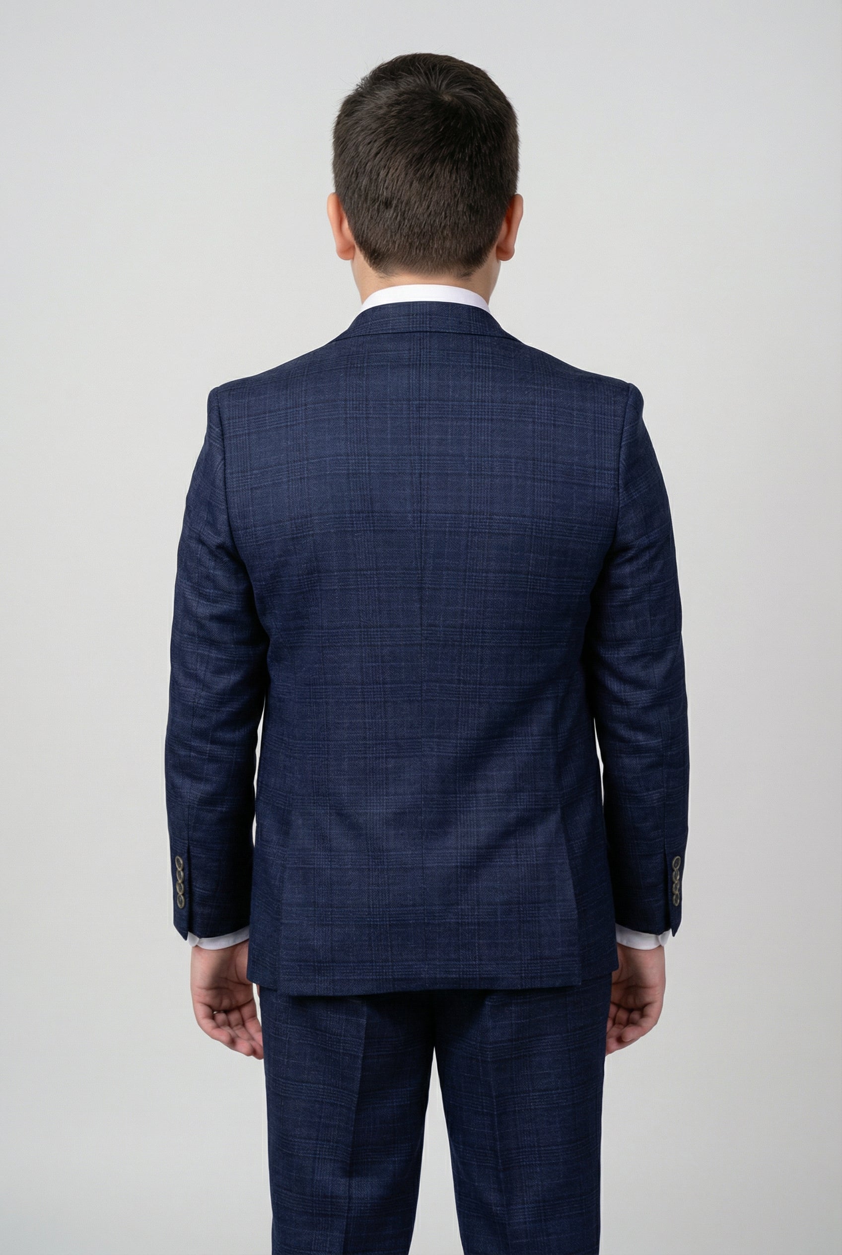 Dreiteiliger Tweedanzug für Jungen mit Glencheck-Muster – Luis Navy