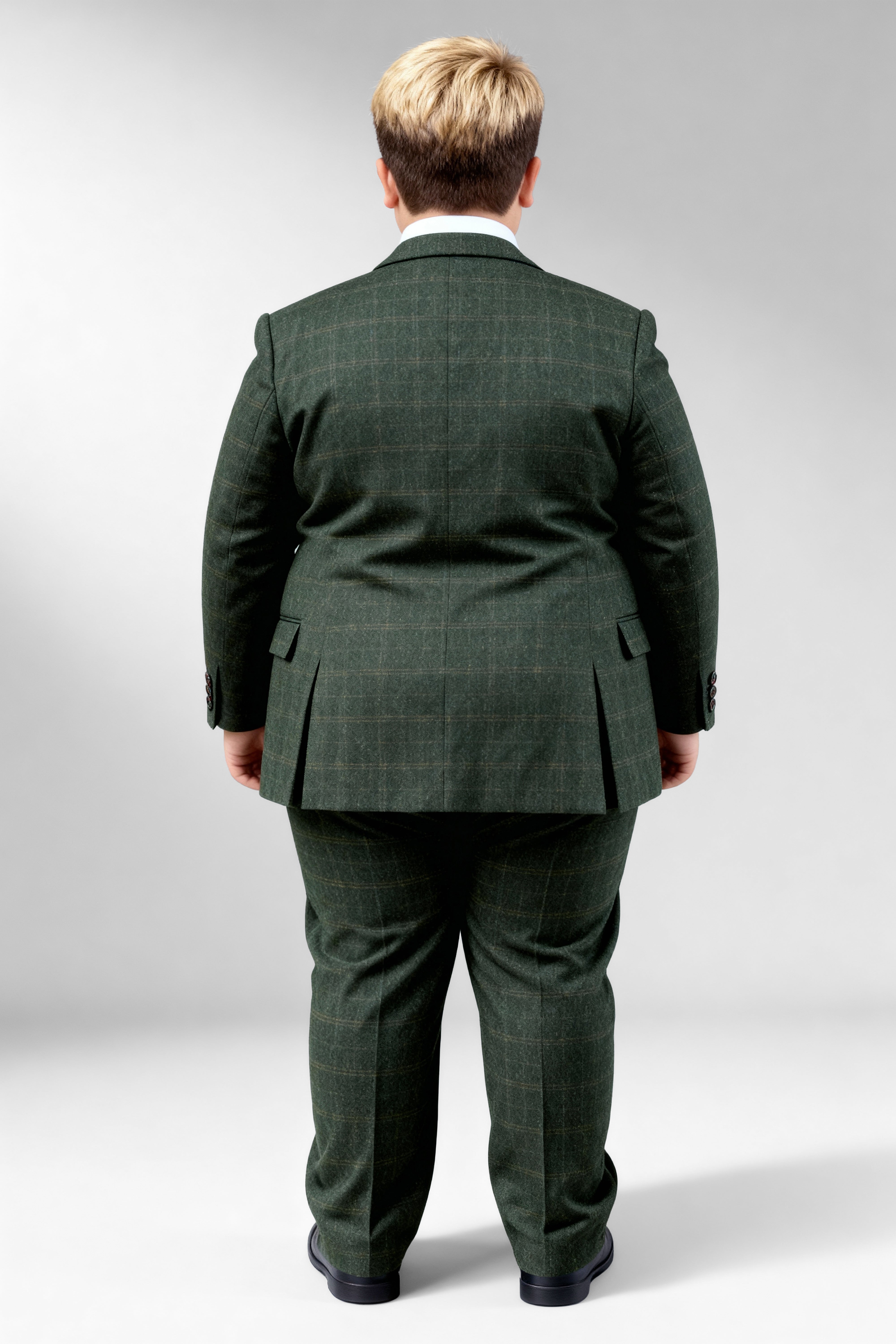 بدلة صبيان من 3 قطع من صوف تويد بنقشة مربعات نافذة - جوشوا - أخضر غابي