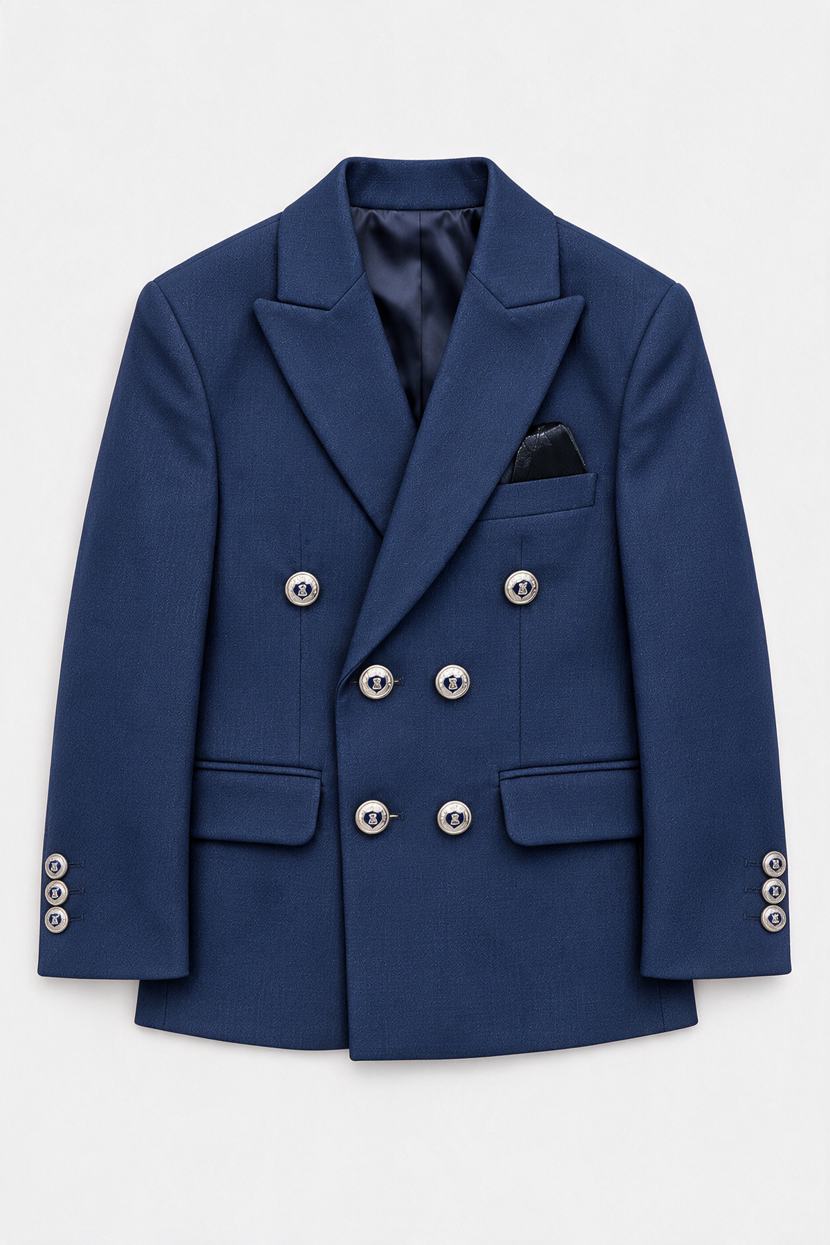 Boys’ 4-Piece Textured Double Breasted Formal Suit - Montero Navy  front picture