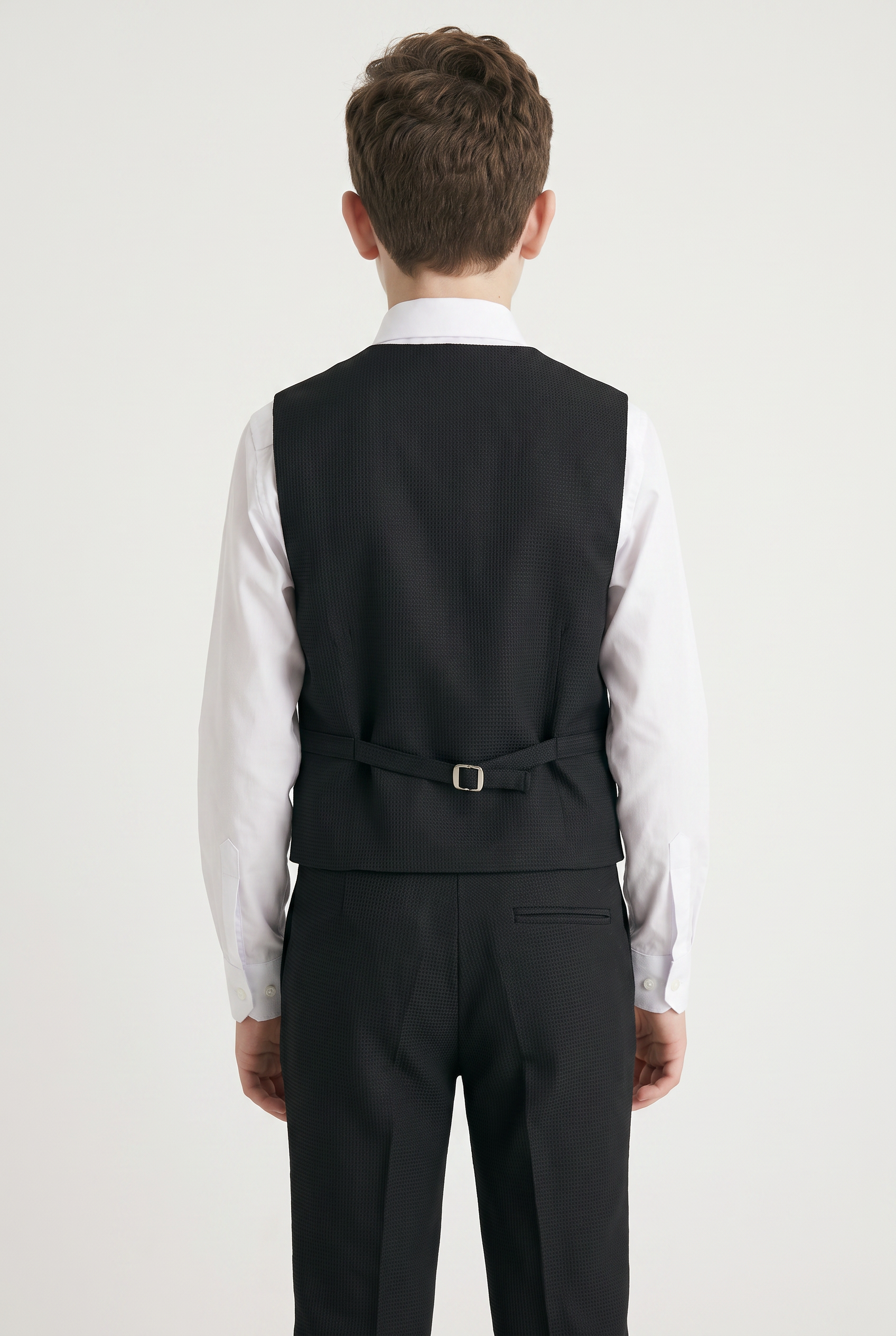 Boys' 5-Piece Textured Double Breasted Waistcoat Suit - MATRIX - Black