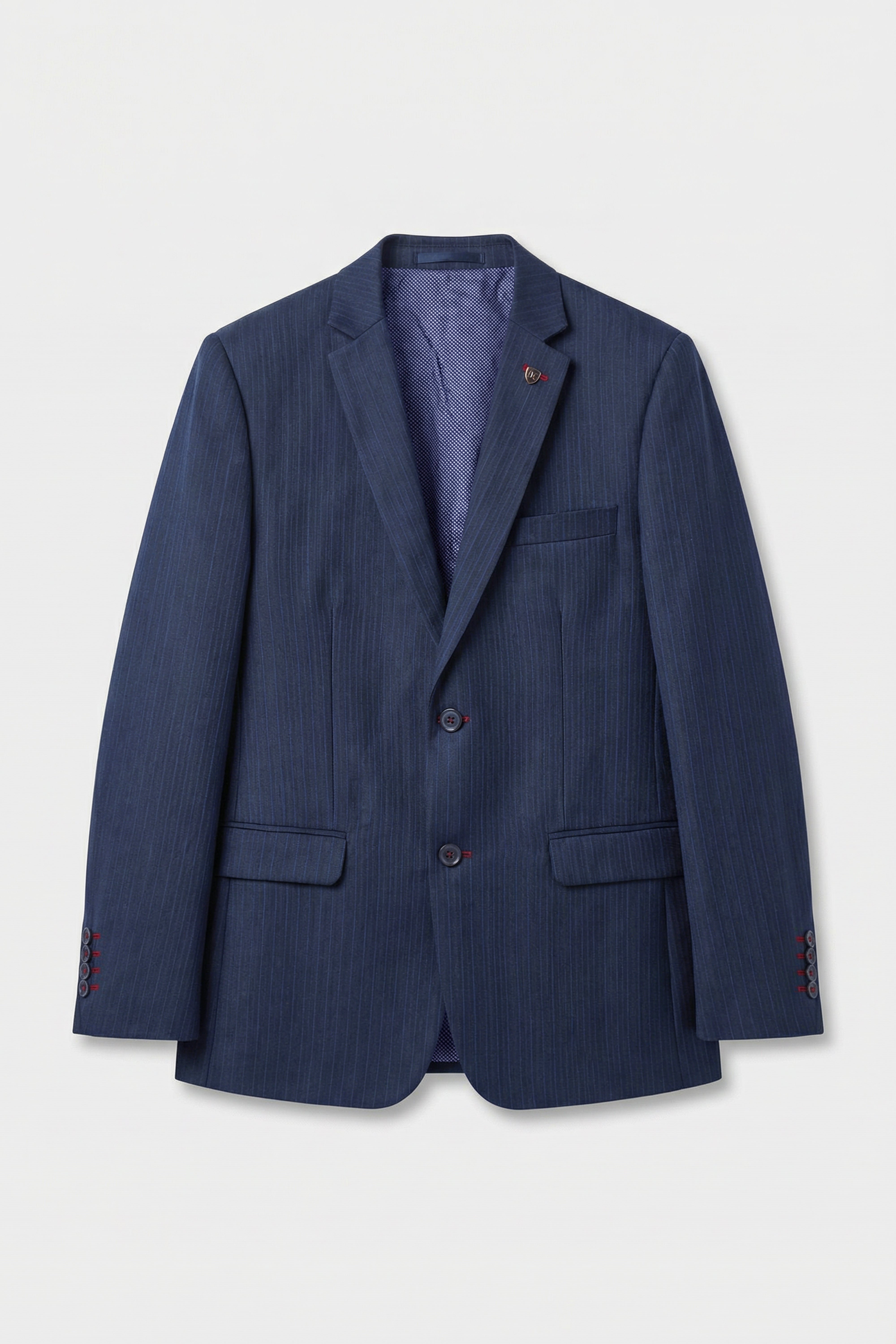 Boys 5-Piece Herringbone Pinstripe Suit - Dawson - Navy Blue