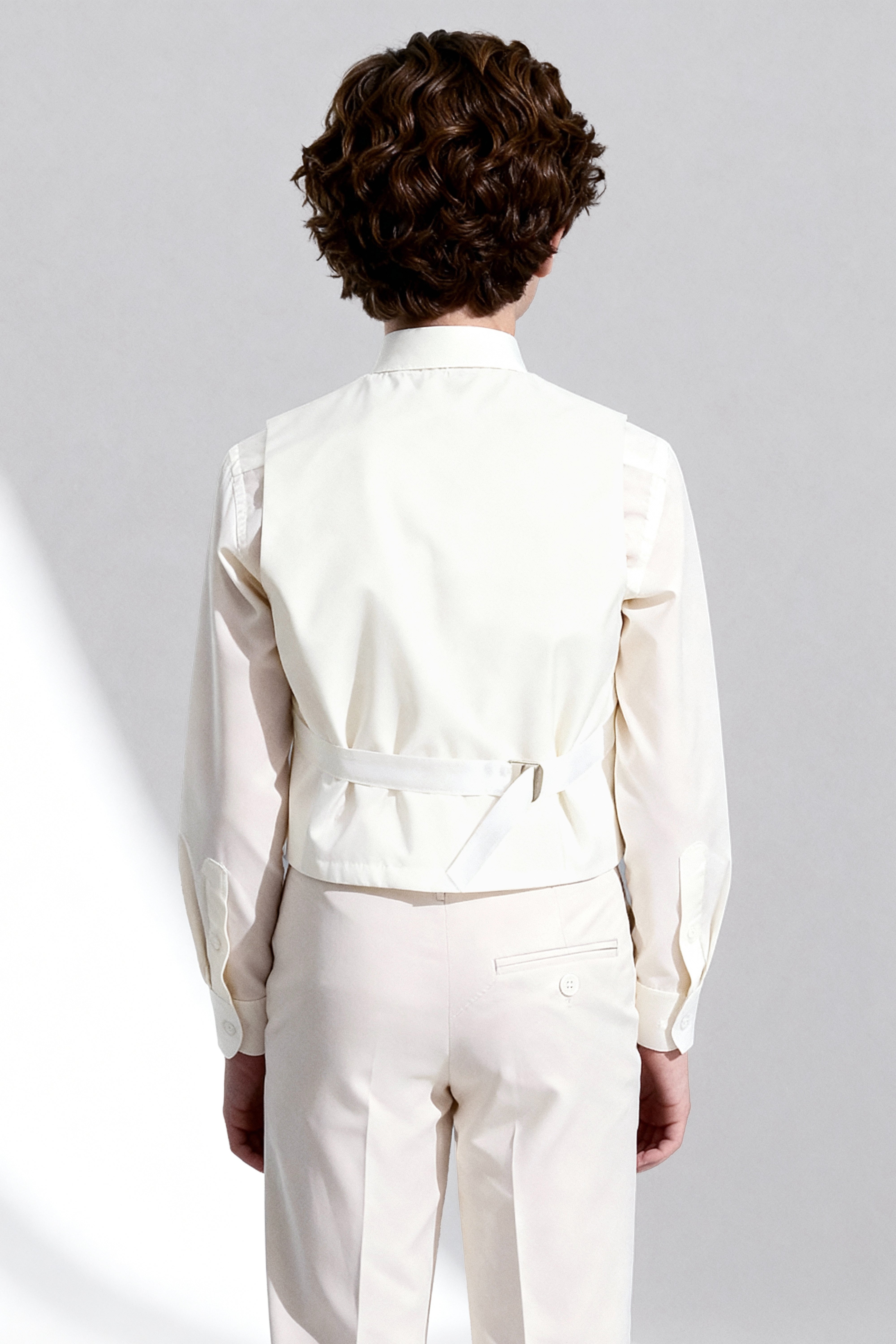 Boys 5-Piece Paisley Jacquard Communion Tuxedo Suit  - Ivory