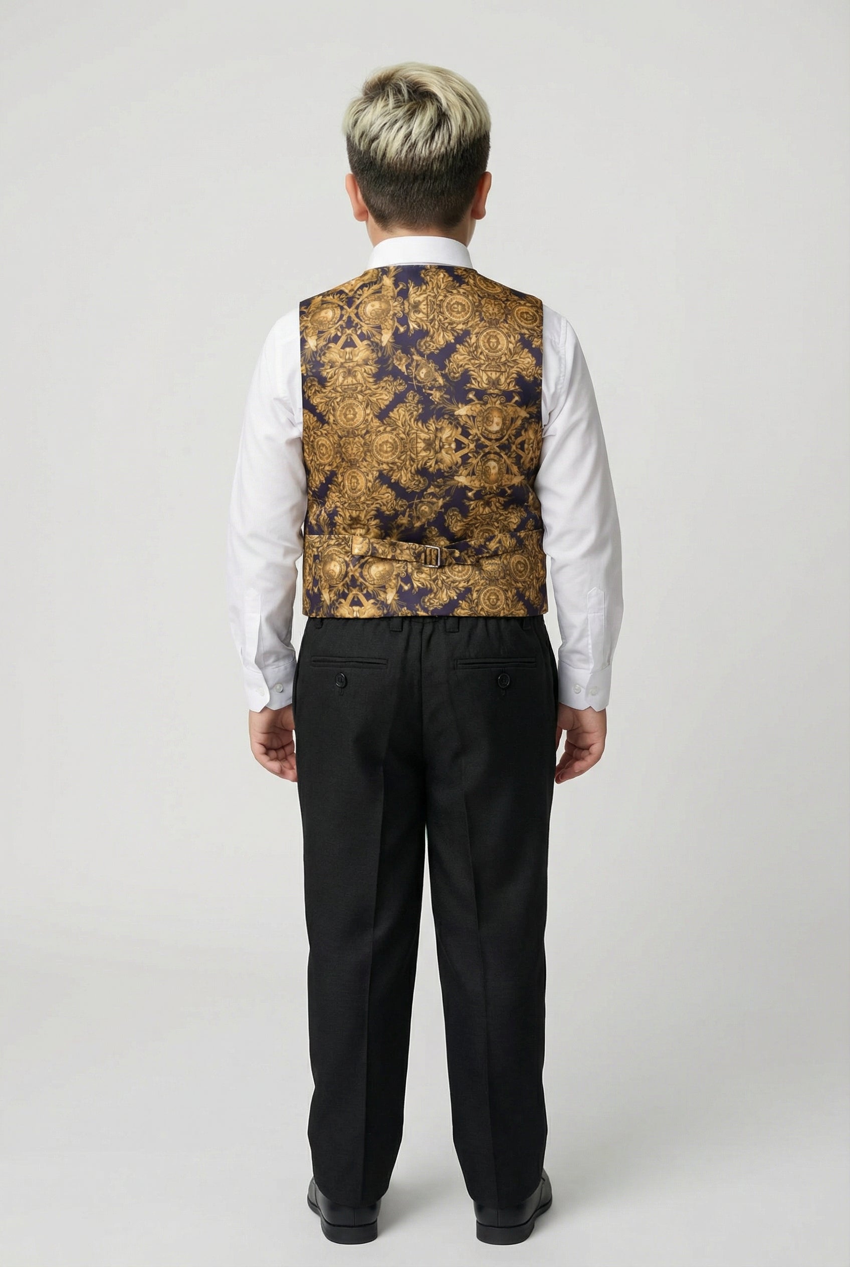 5-teiliger, taillierter Twill-Anzug für Jungen – Jeremy – Schwarz