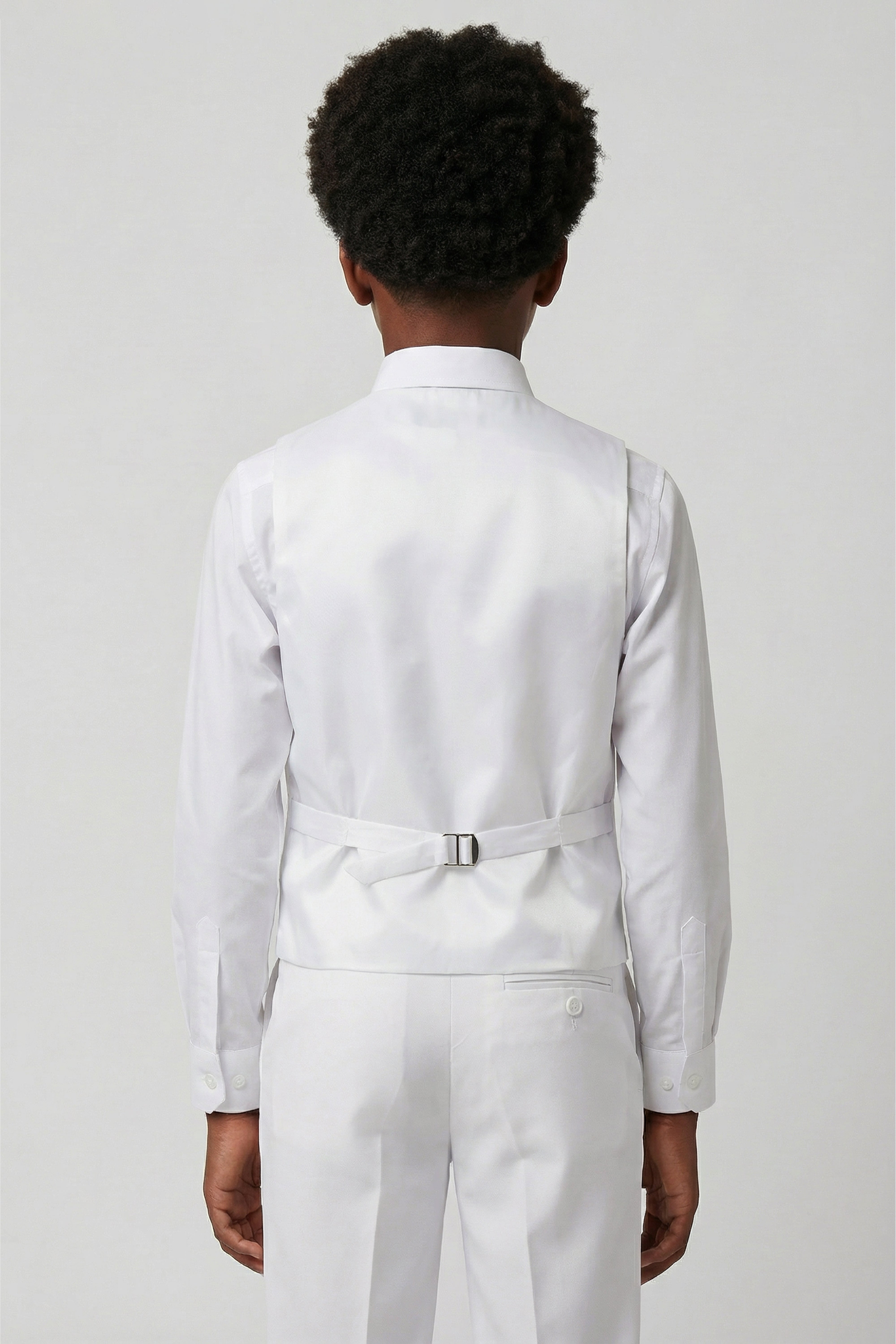 Boys’ 5 Piece White Floral Textured Communion Tuxedo Suit - White