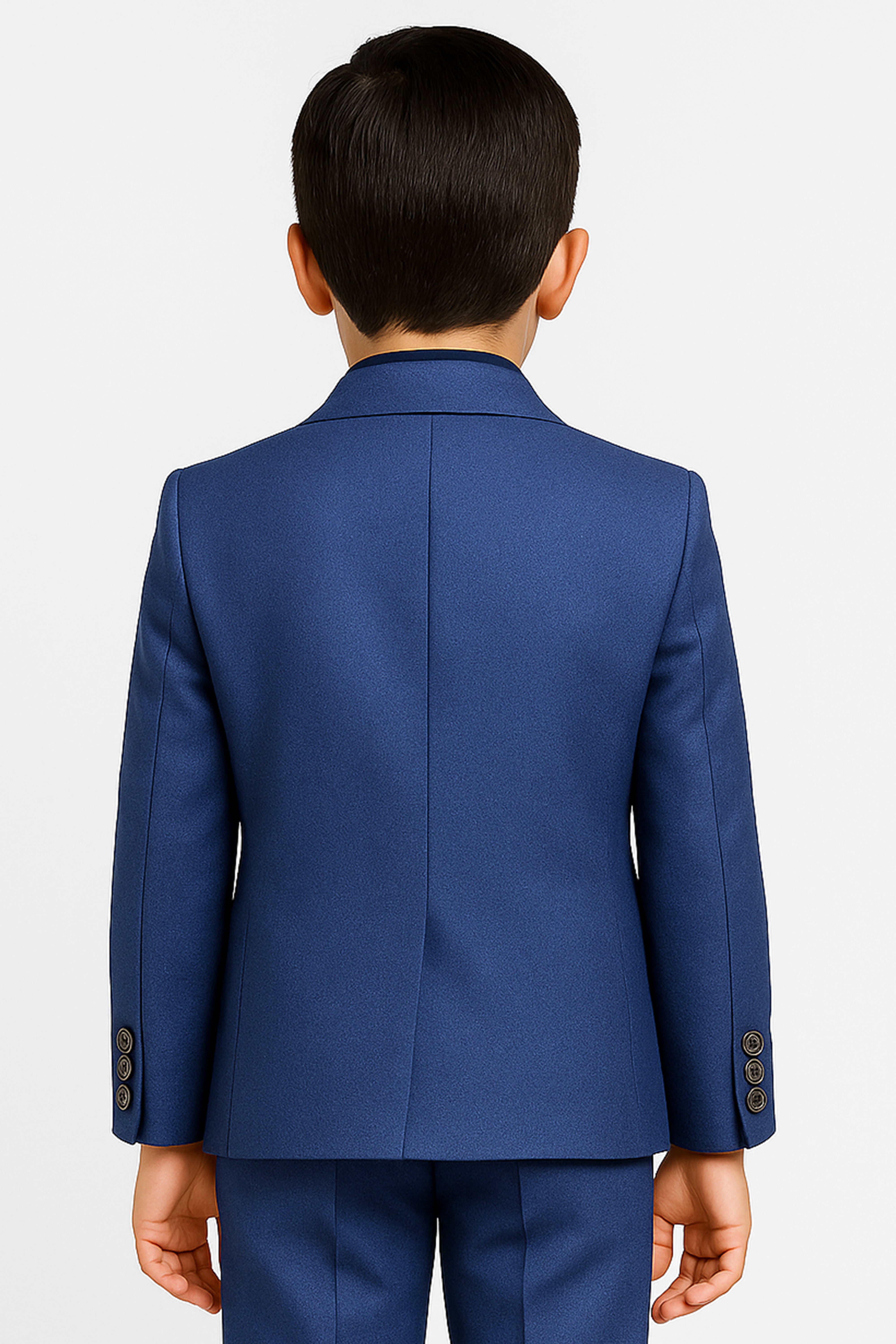 Boys’ 6-Piece Tuxedo Dinner Suit with Double Breasted Waistcoat - DAMATLIK - Navy Back Picture