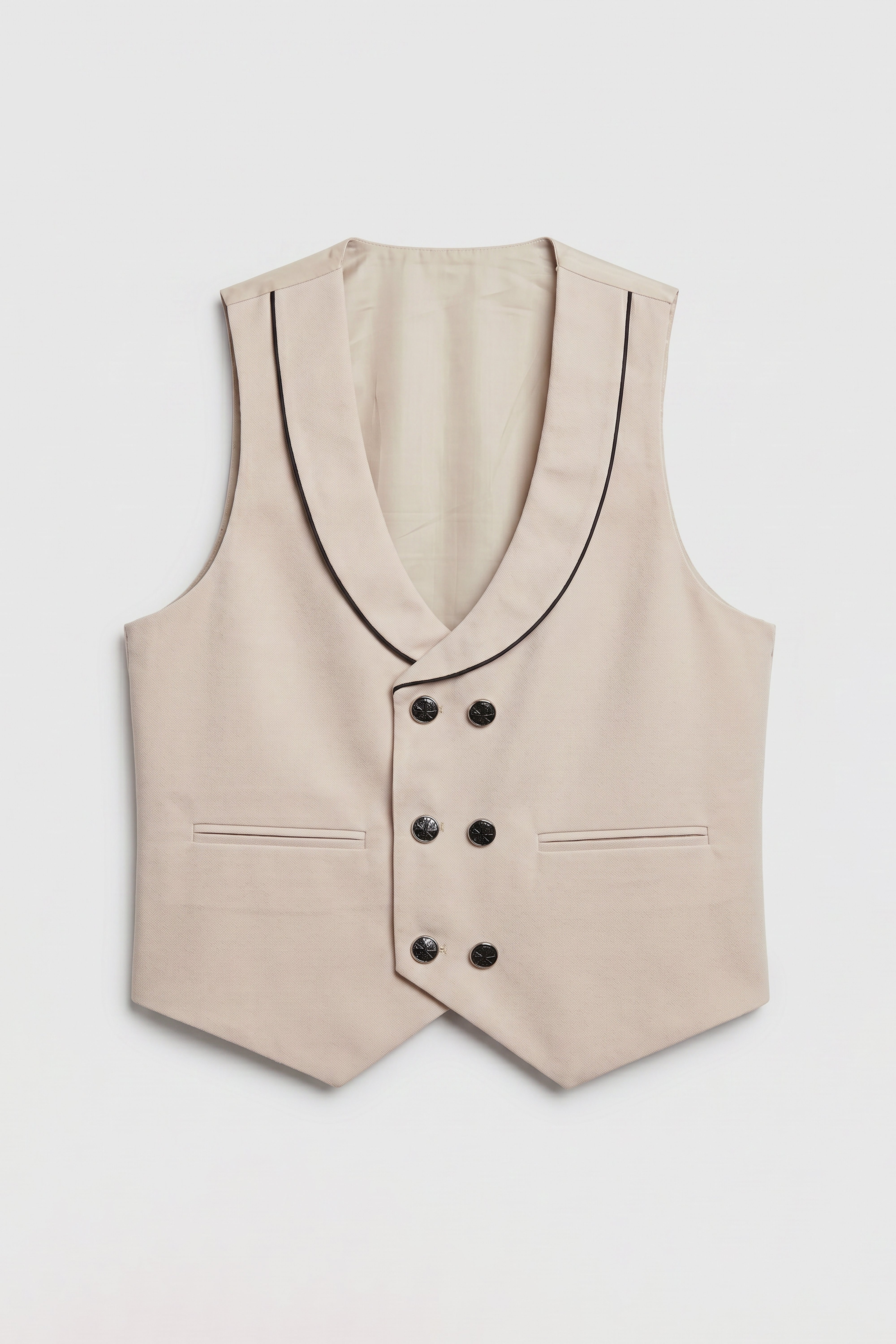Completo da cerimonia da 6 pezzi per ragazzi con gilet doppiopetto - DAMATLIK W - Beige Camel
