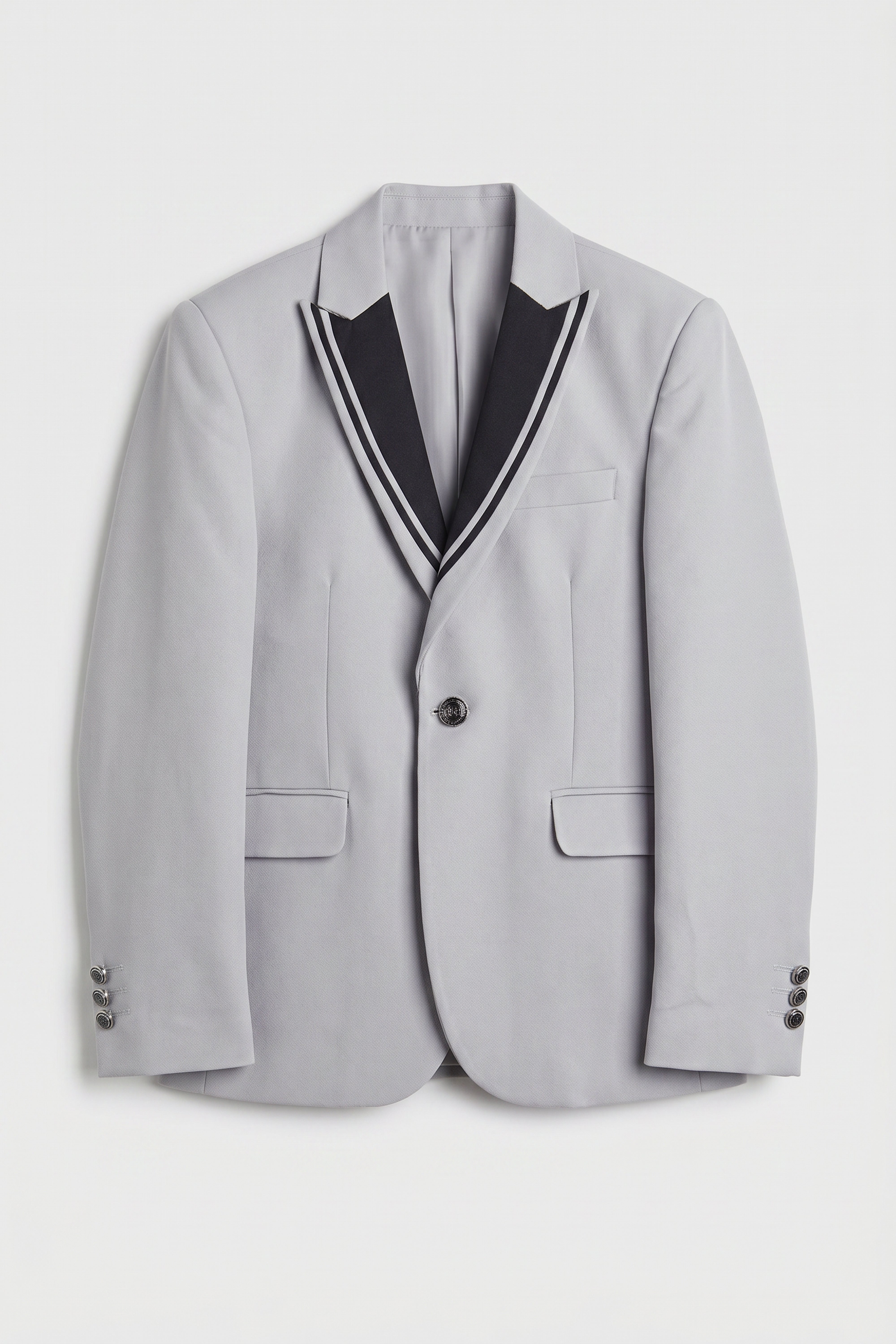 Boys 6-Piece Tuxedo Dinner Suit with Double Breasted Waistcoat - DAMATLIK W - Grey