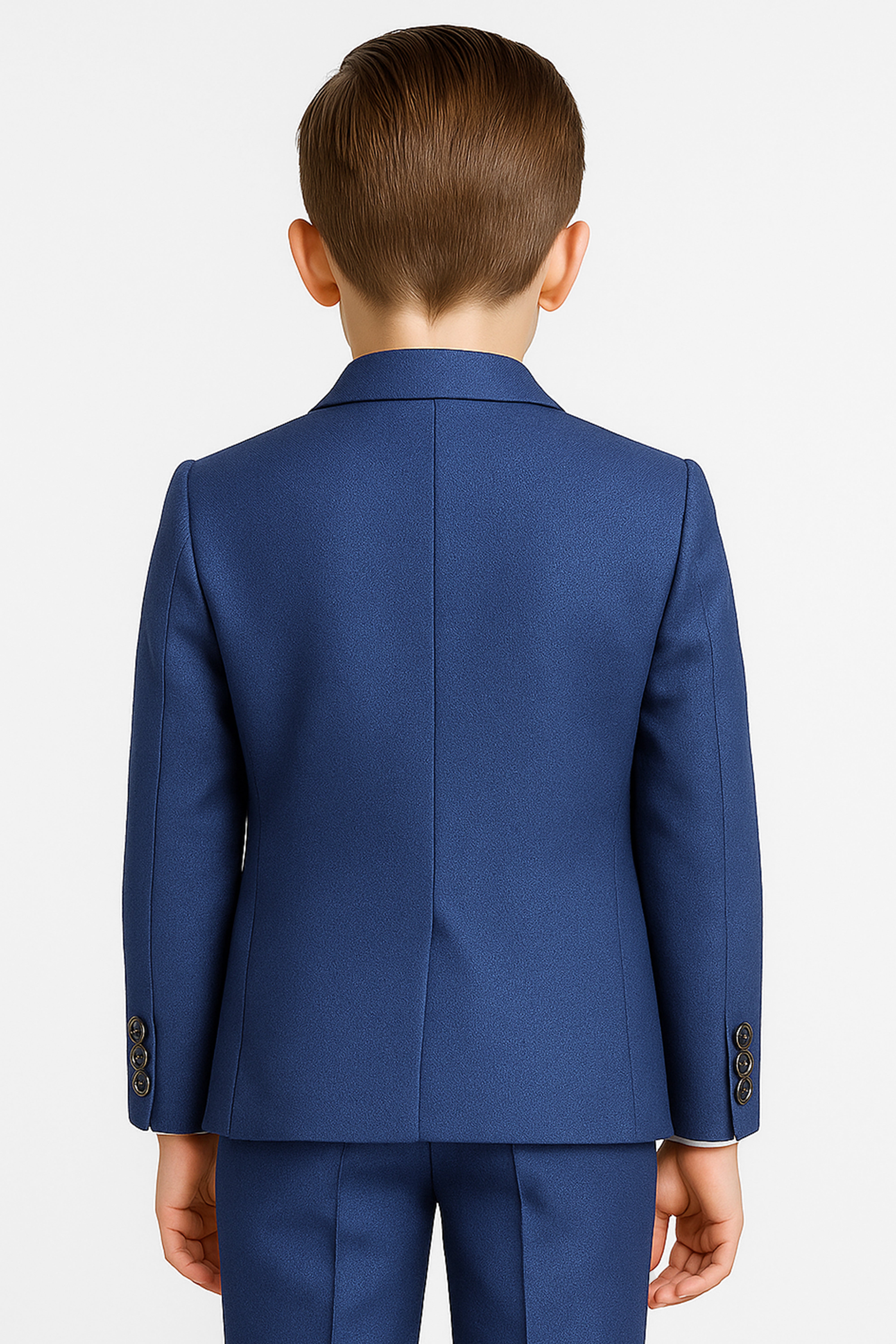 Boys’ 6-Piece Tuxedo Dinner Suit with Double Breasted Waistcoat - DAMATLIK W - Navy Back Picture