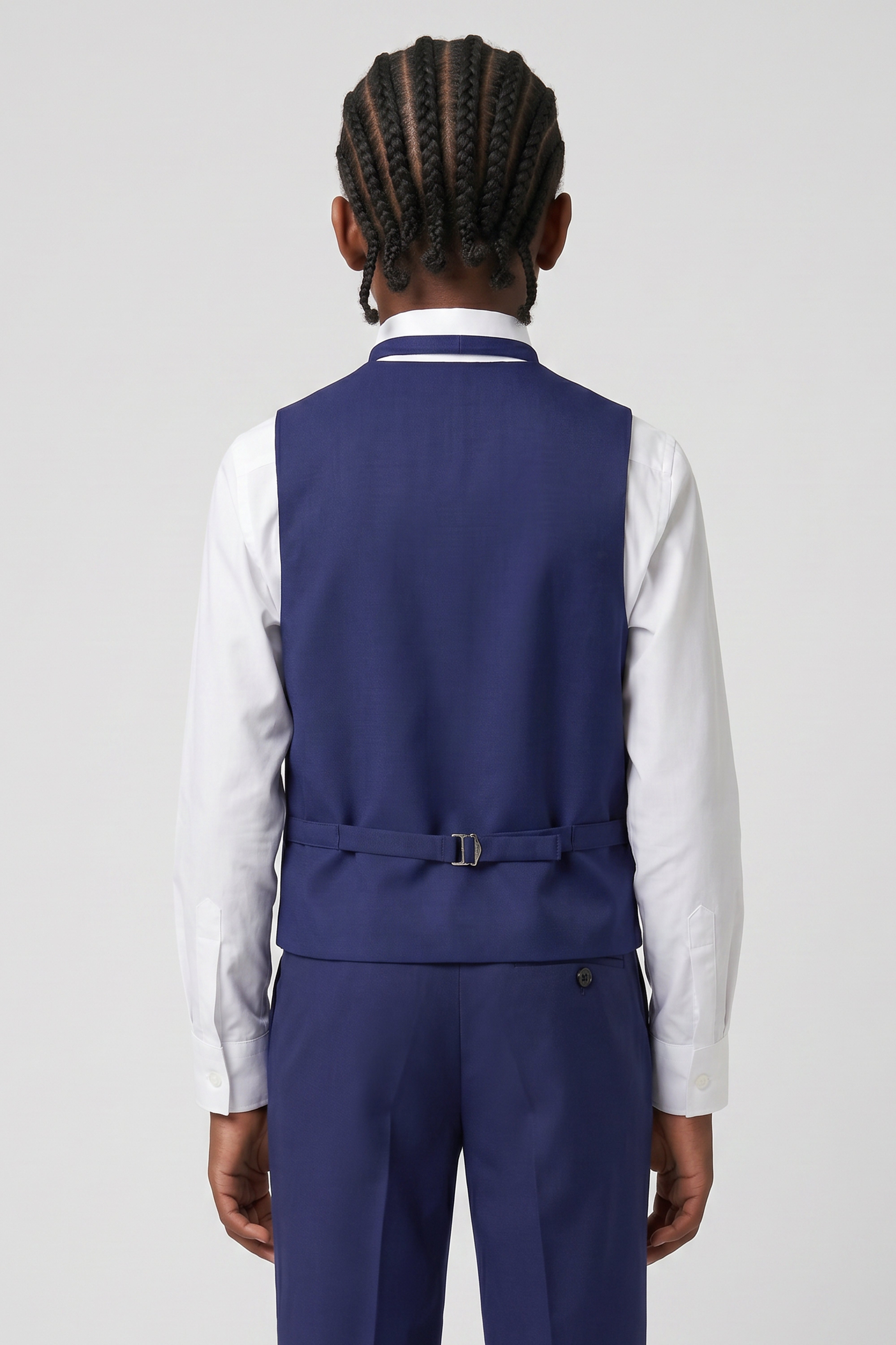 Boys 6-Piece Tuxedo Dinner Suit with Double Breasted Waistcoat - DAMATLIK W - Navy
