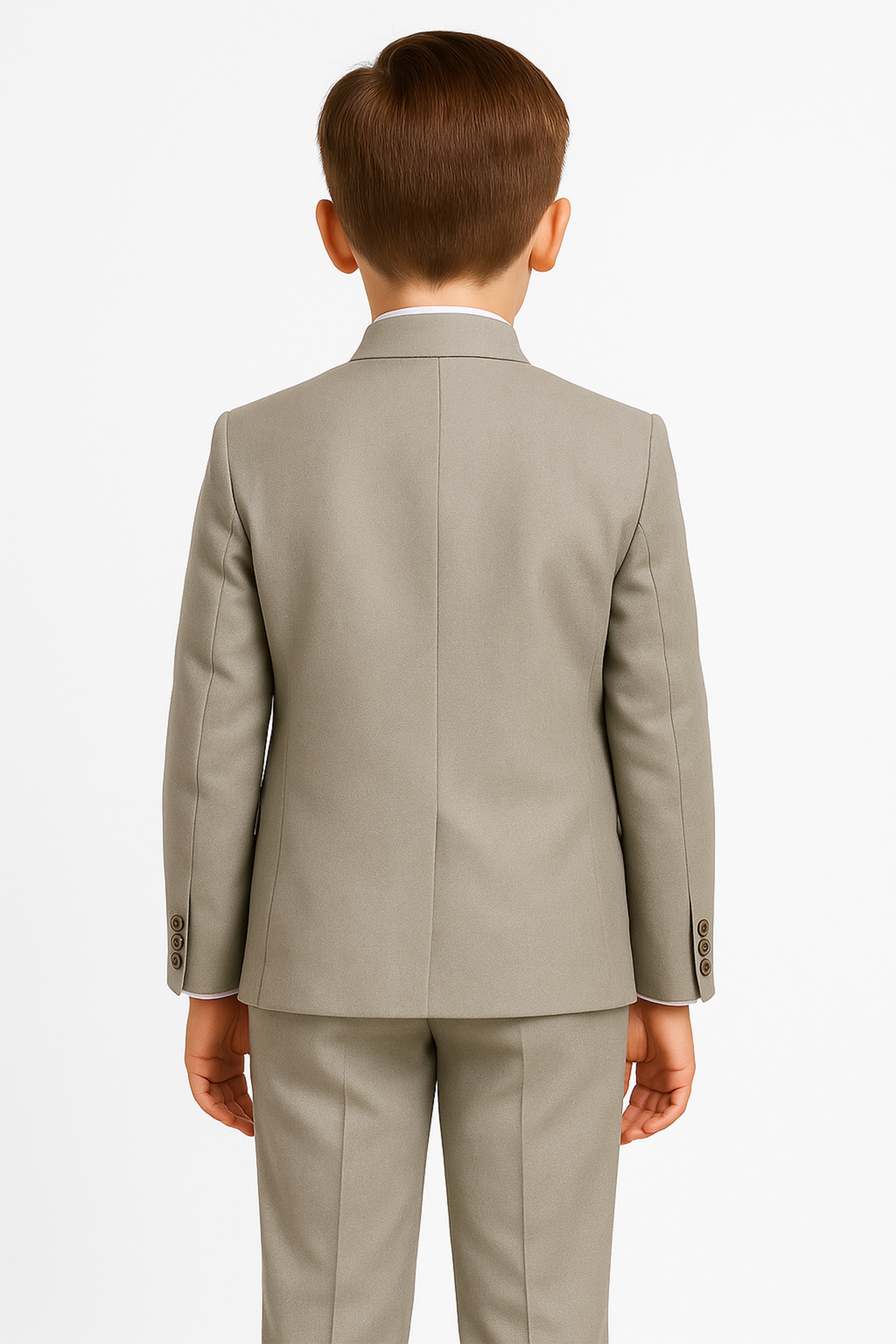 Boys’ 6-Piece Formal Ottoman Suit with Mandarin Collar  - Green Back Picture