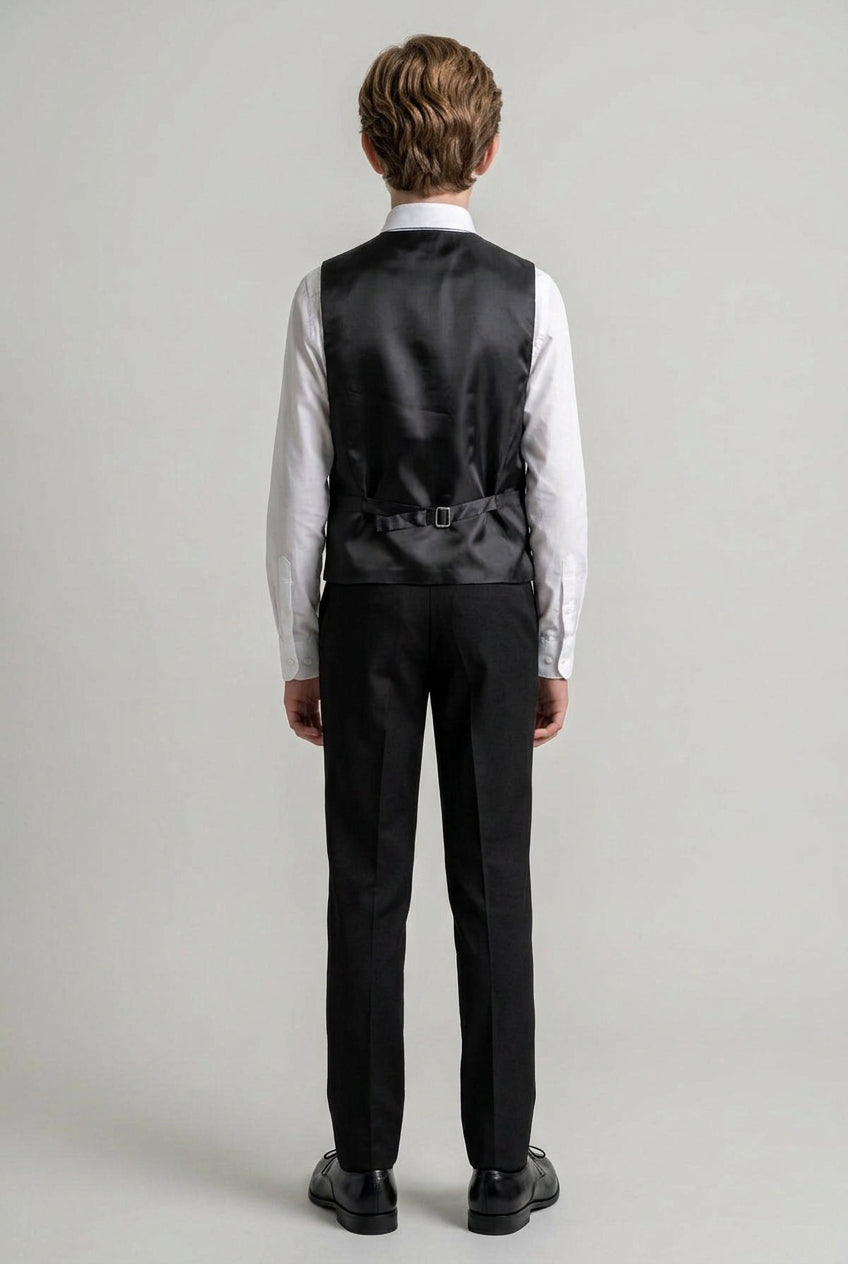 Conjunto de traje formal todo en uno para niños de 6 piezas - RUN - Negro