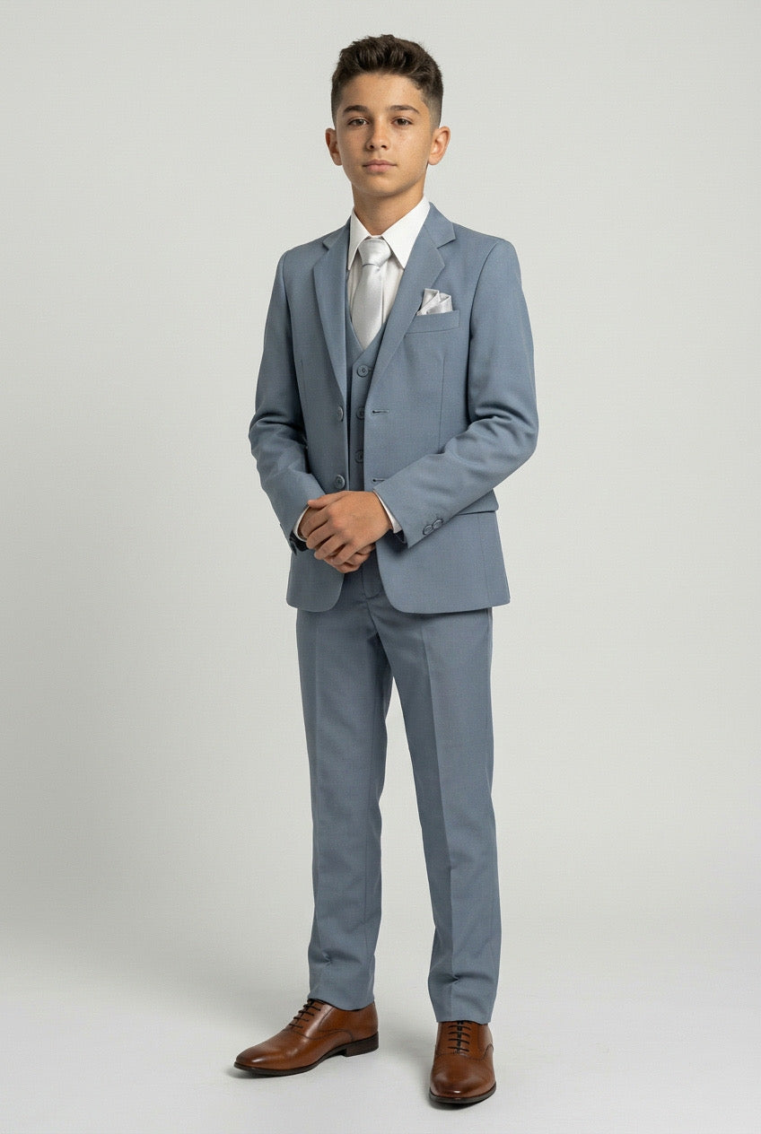 Boys 6 Piece All In One Formal Suit Set - RUN - Light Grey