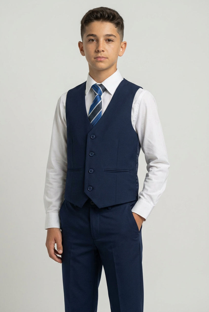 Conjunto formal para niños de 6 piezas todo en uno - RUN - Azul marino