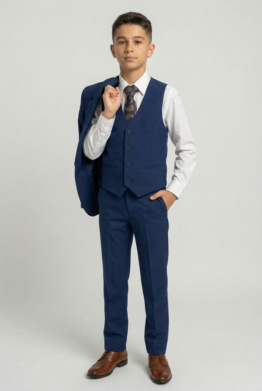 Boys 6 Piece All In One Formal Suit Set - RUN - Royal Blue