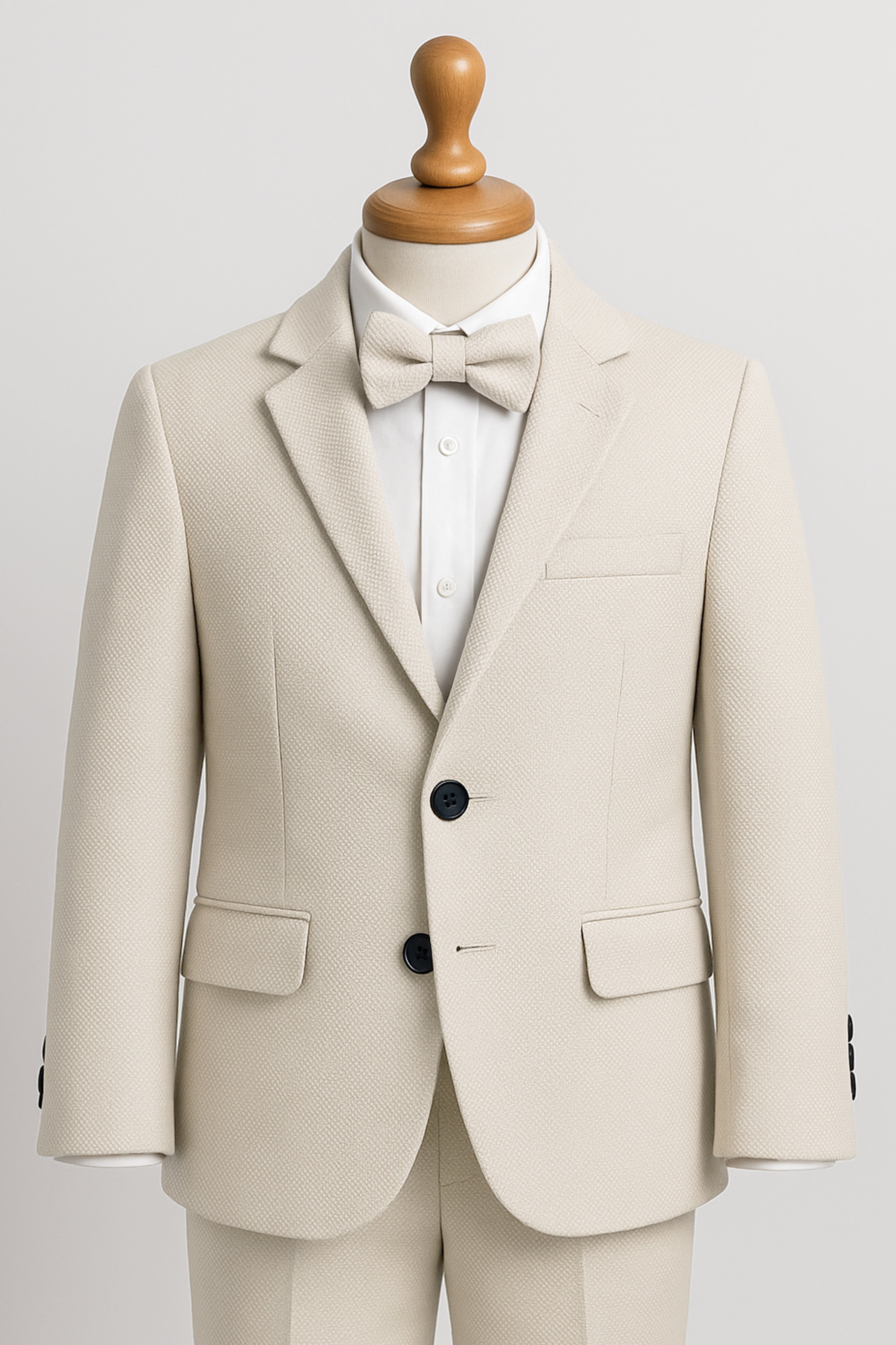 Boys’ 7-Piece Self-Patterned Formal Suit Set - Planet - Beige - Cream