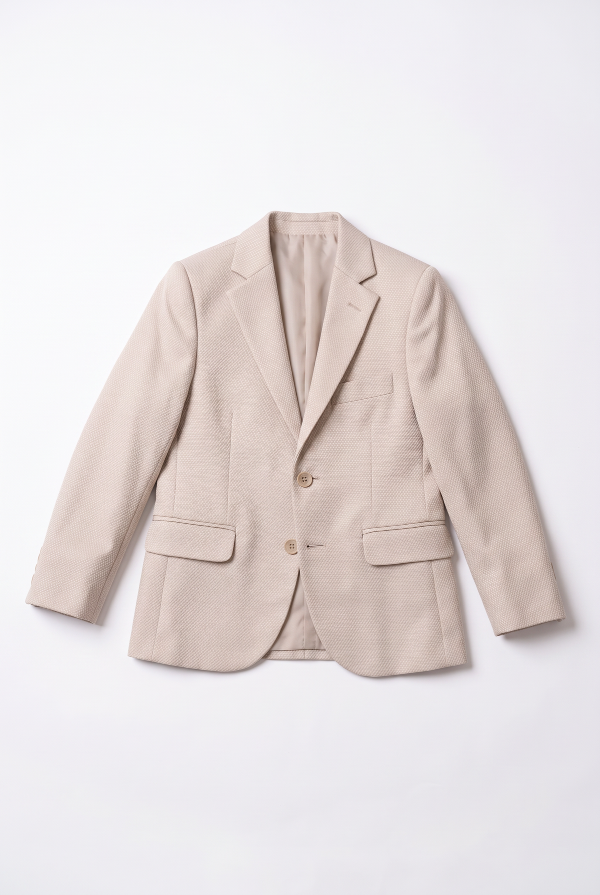 Boys’ 7-Piece Self-Patterned Formal Suit Set - Planet - Beige Blazer Picture