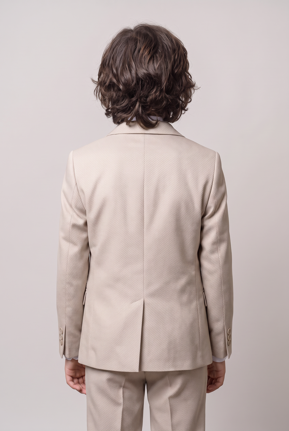 Boys’ 7-Piece Self-Patterned Formal Suit Set - Planet - Beige Back Picture