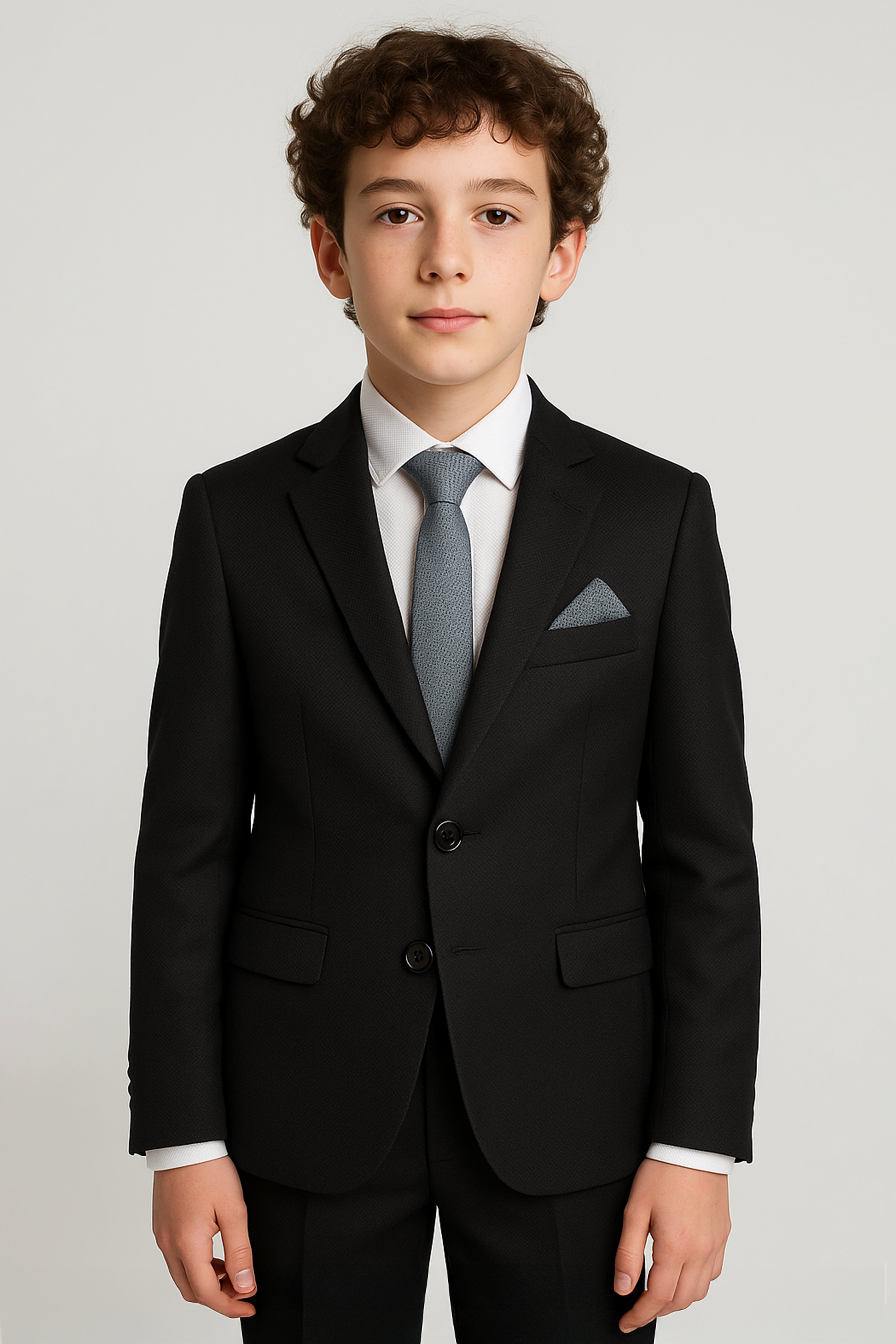 Boys’ 7-Piece Self-Patterned Formal Suit Set - Planet  - Black Model Picture