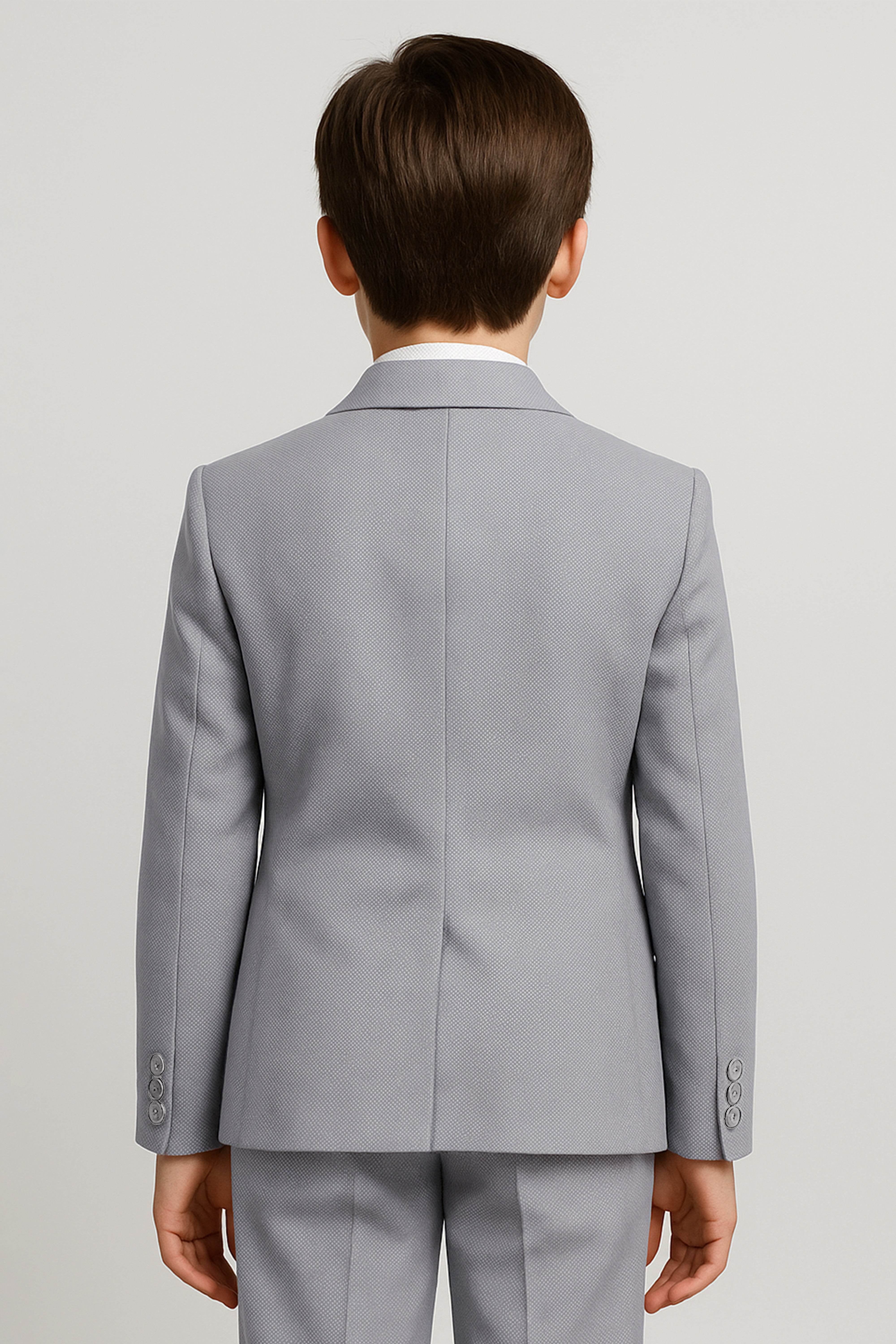 Boys’ 7-Piece Self-Patterned Formal Suit Set - Planet - Grey Back Picture