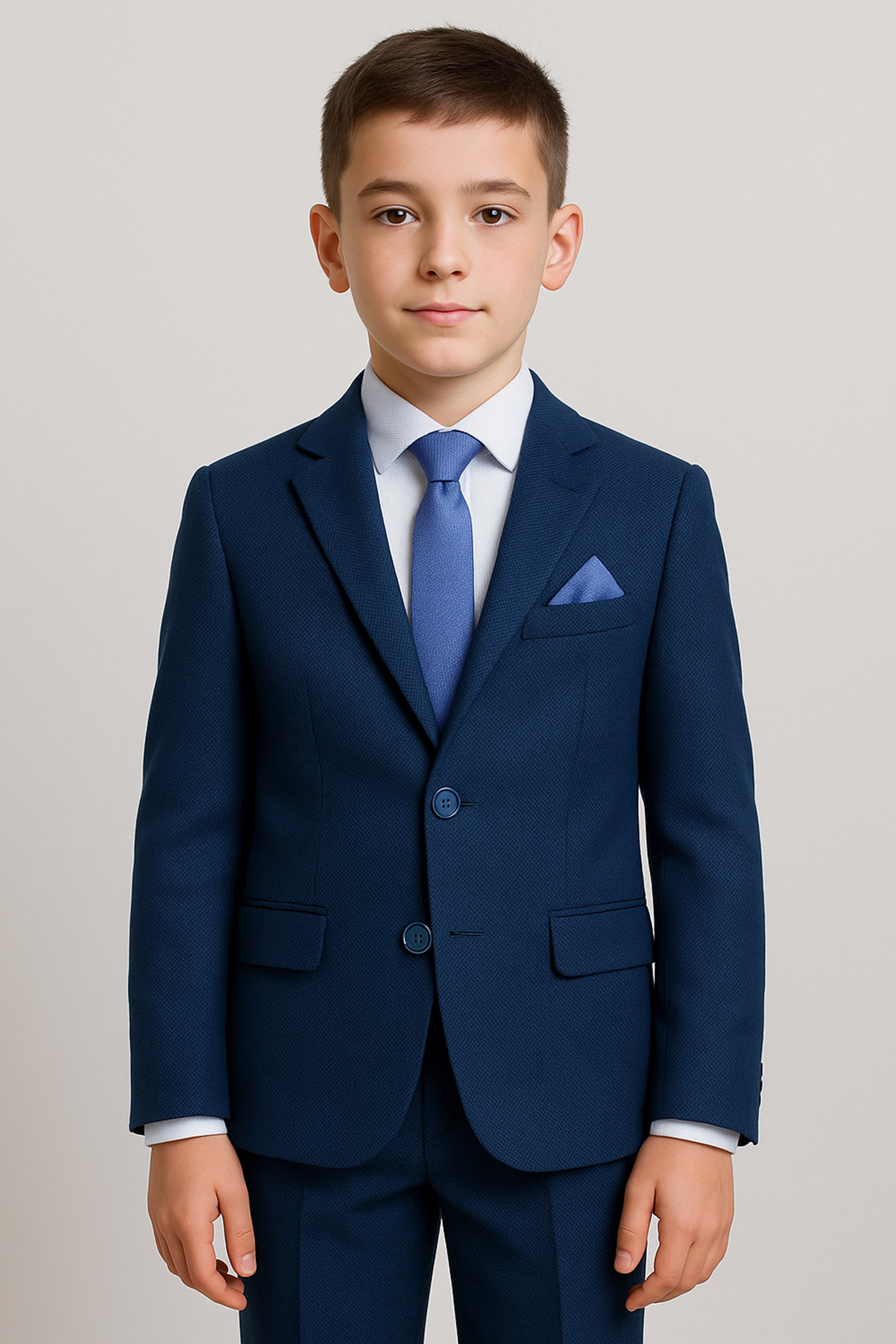 Boys’ 7-Piece Self-Patterned Formal Suit Set - Planet - Navy Model Picture