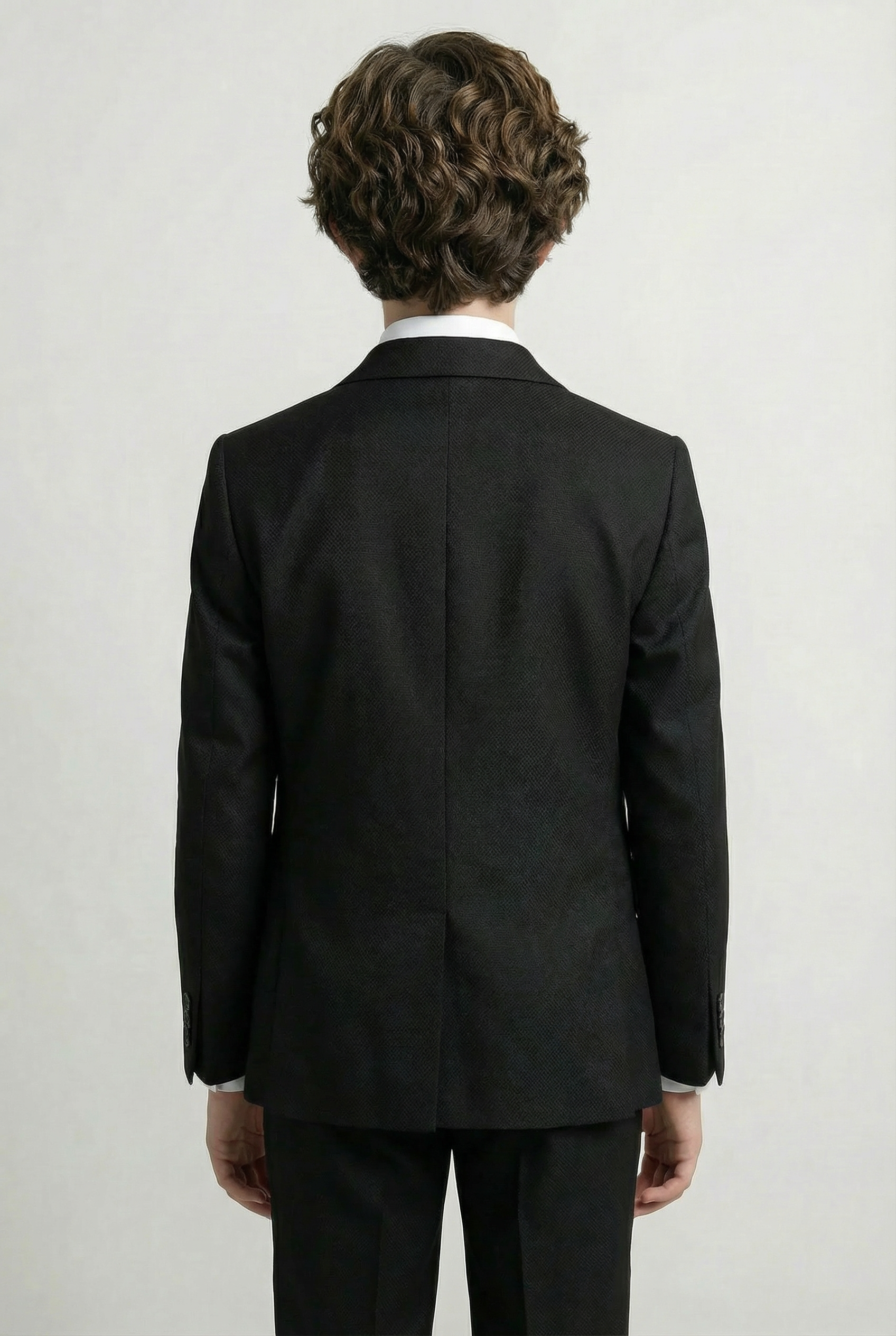 Boys’ 7-Piece Self-Patterned Formal Suit Set - Planet  - Black Model Back Picture