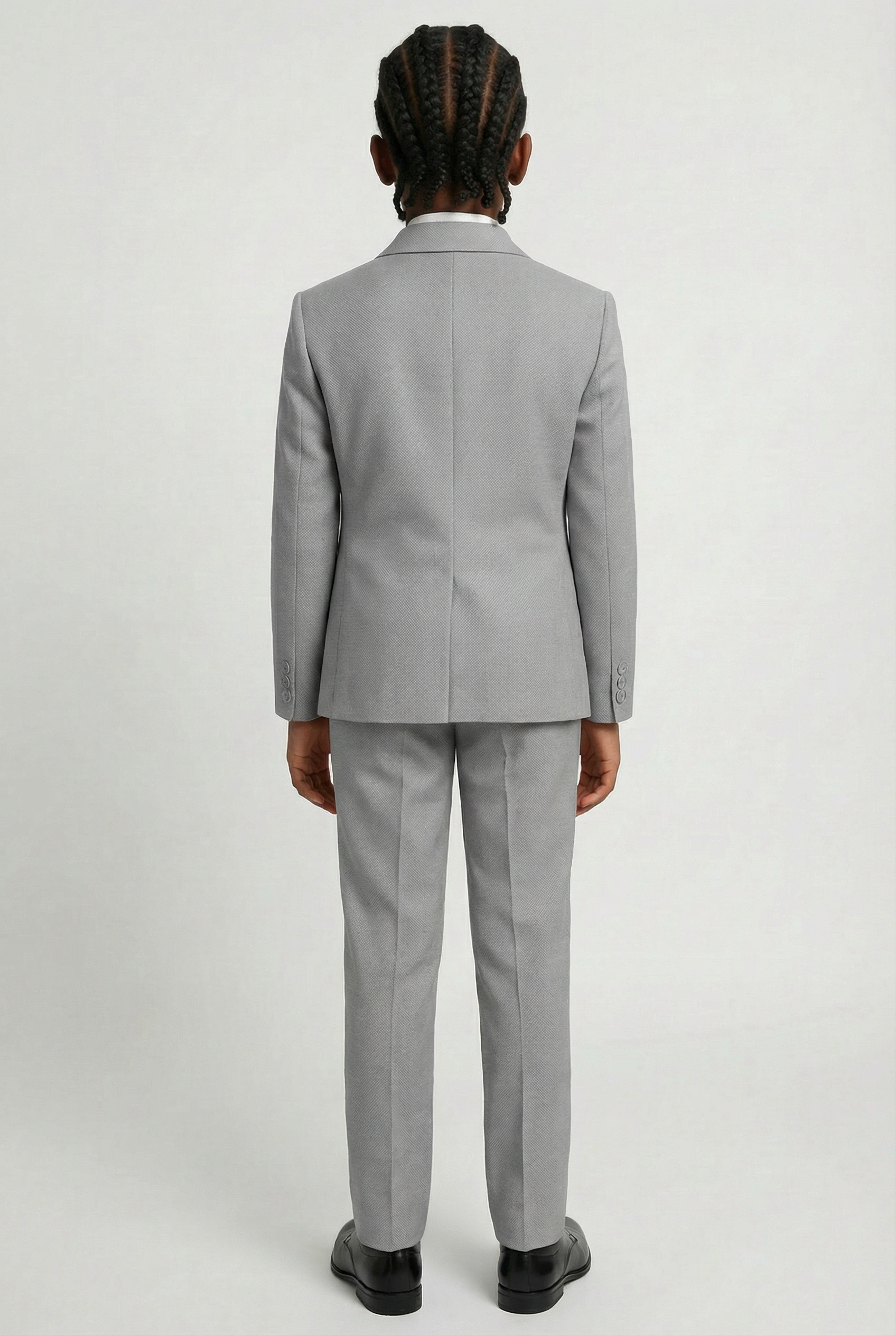 Boys’ 7-Piece Self-Patterned Formal Suit Set - Planet - Grey Model Back Picture