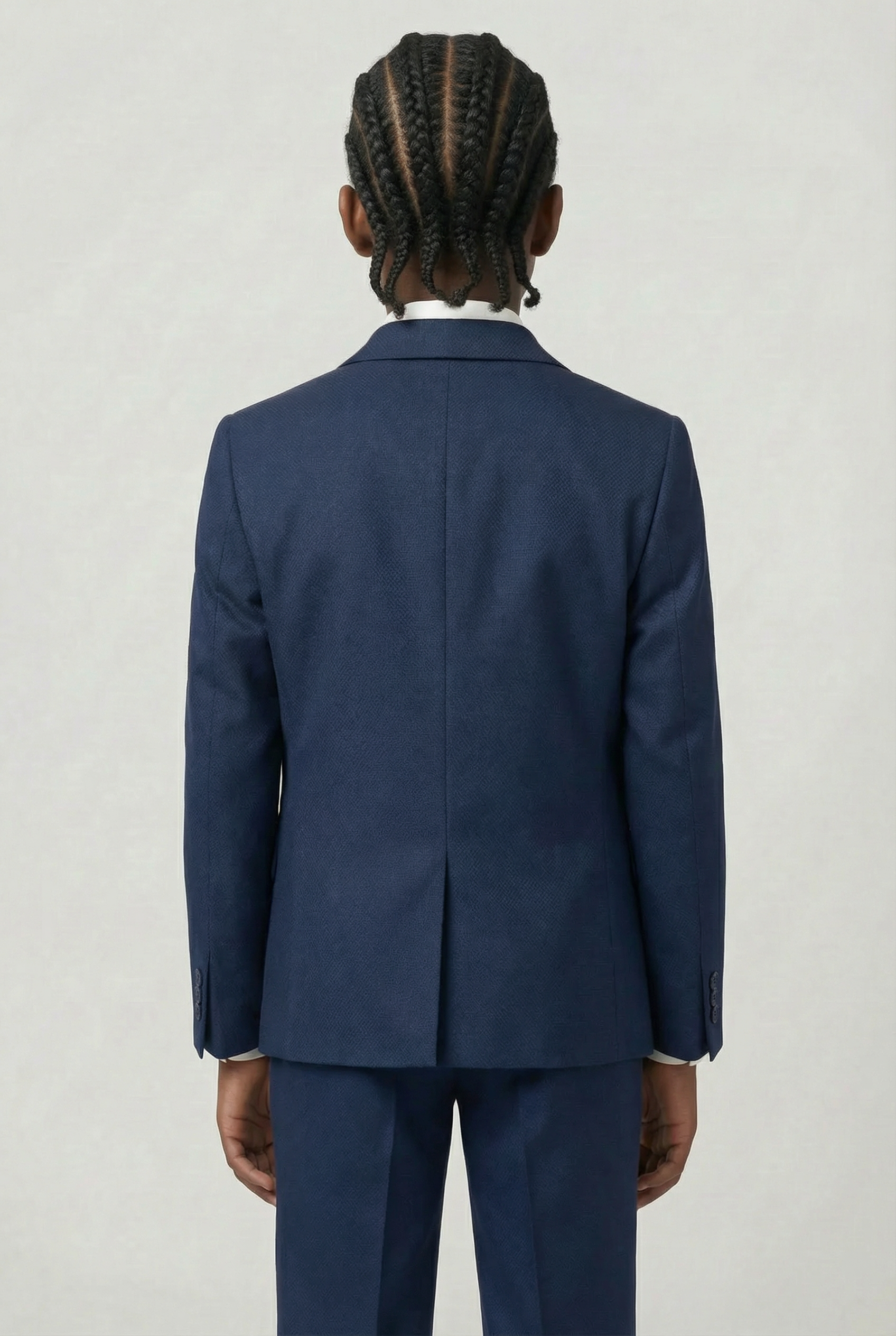 Boys’ 7-Piece Self-Patterned Formal Suit Set - Planet - Navy Model Back Picture