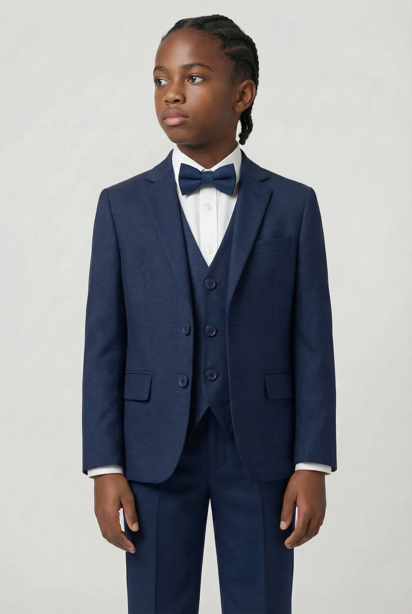 Boys’ 7-Piece Self-Patterned Formal Suit Set - Planet - Indigo Blue Model Picture
