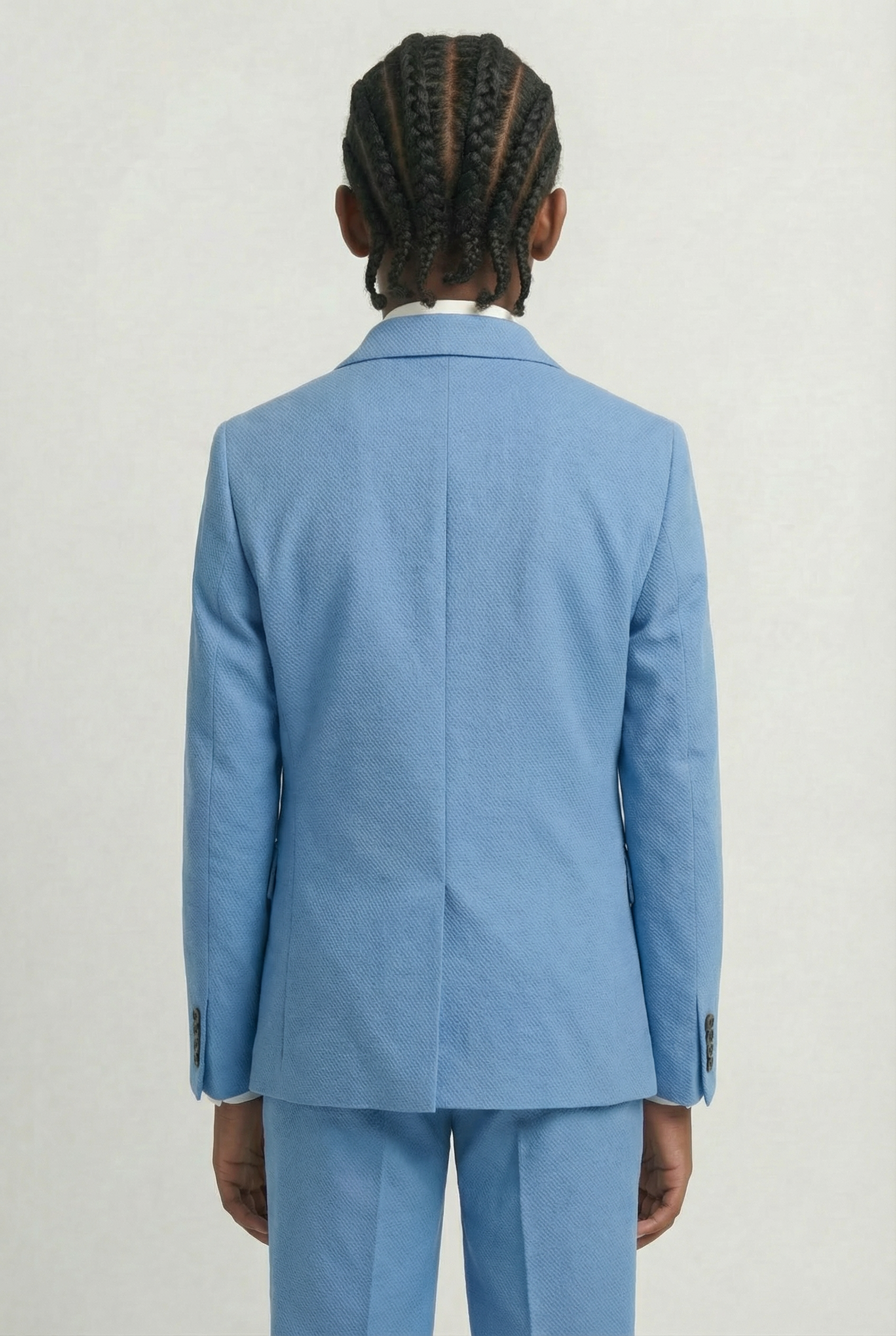 Boys’ 7-Piece Self-Patterned Formal Suit Set - Planet - Sky Blue Model Back Picture