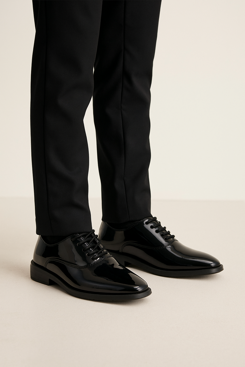 Boys’ Black Patent Lace- Up Oxford Dress Shoes - Jake - Black Model Picture
